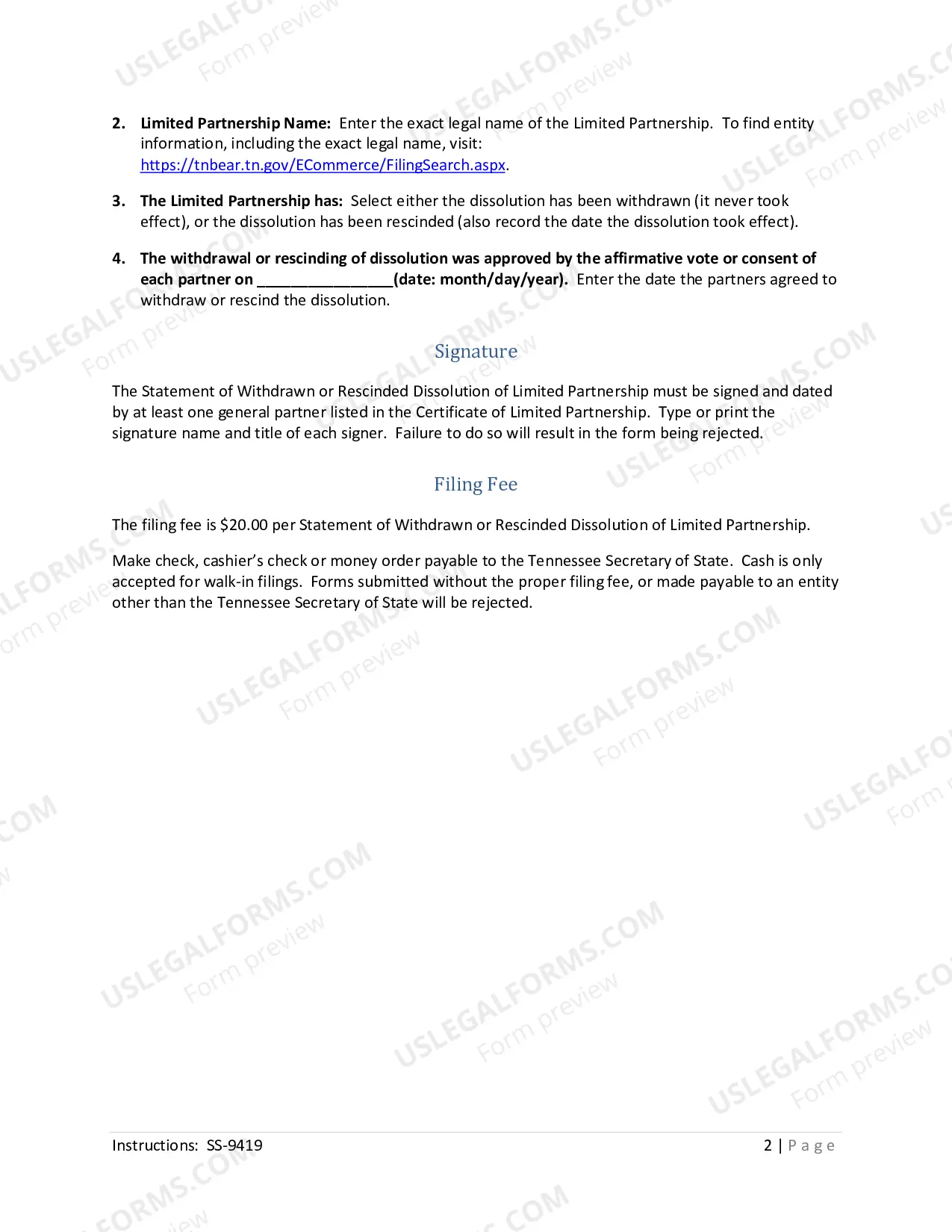 Preview Statement of Withdrawn or Rescinded Dissolution of Limited Partnership