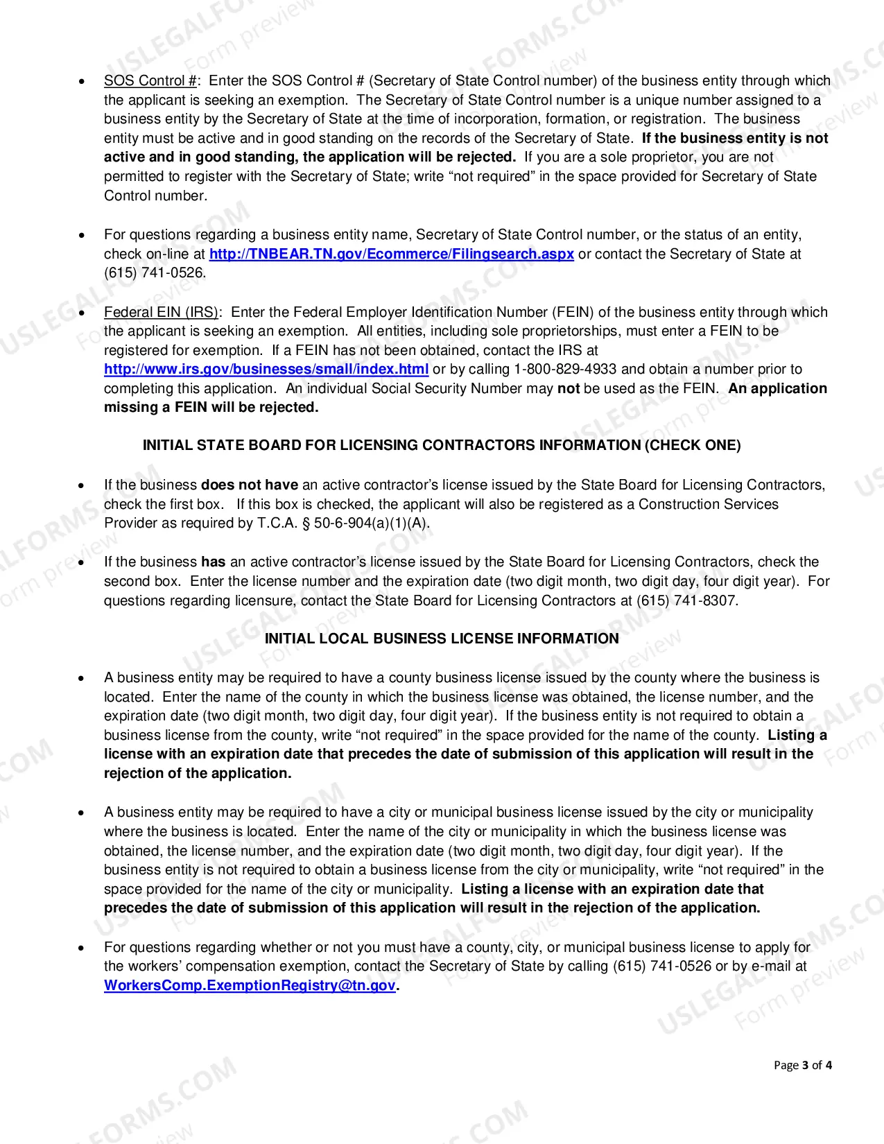 Preview Initial Workers' Compensation Exemption Registration Application for Religious Conscientious Objection