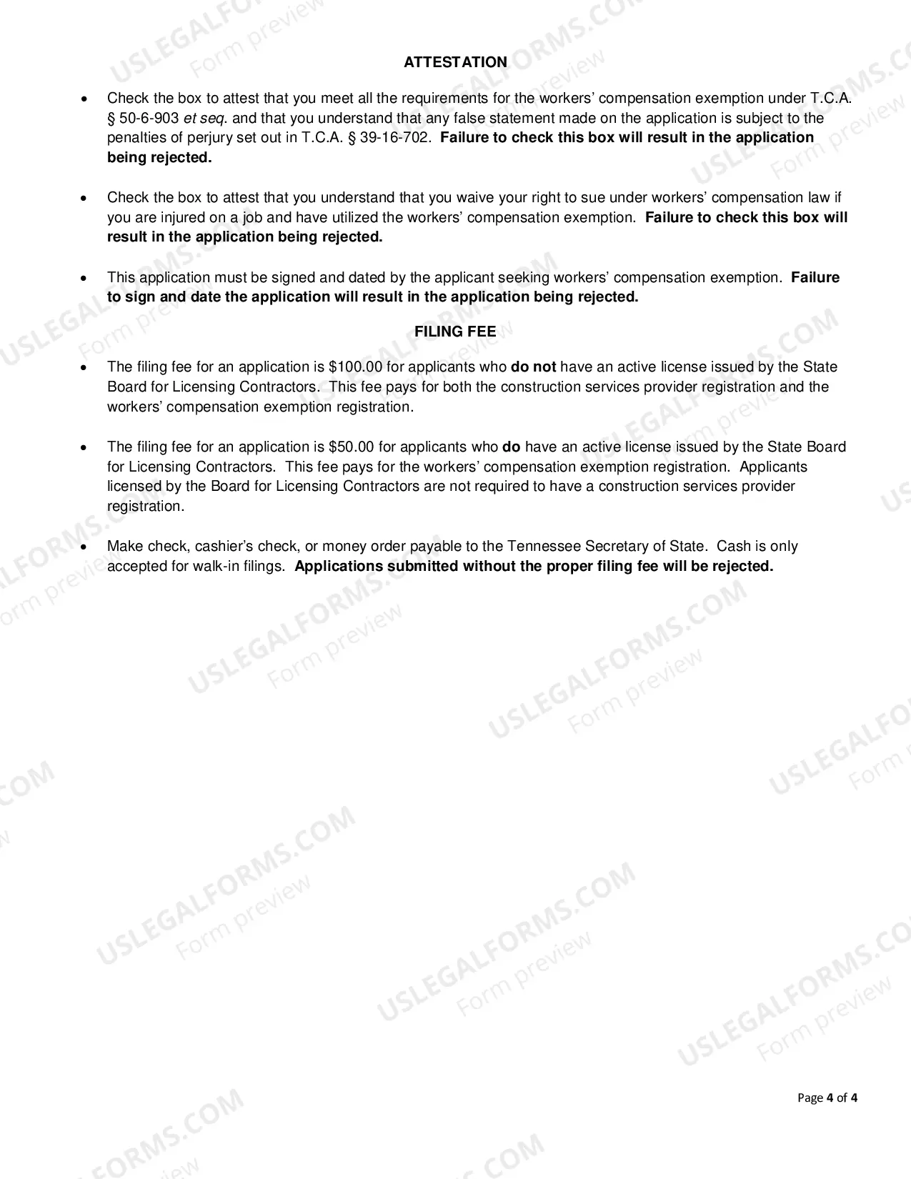 Preview Initial Workers' Compensation Exemption Registration Application for Religious Conscientious Objection
