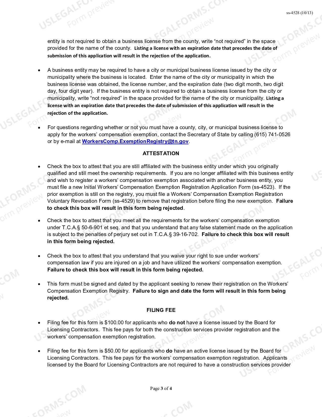 Preview Initial Workers' Compensation Exemption Registration Renewal Form