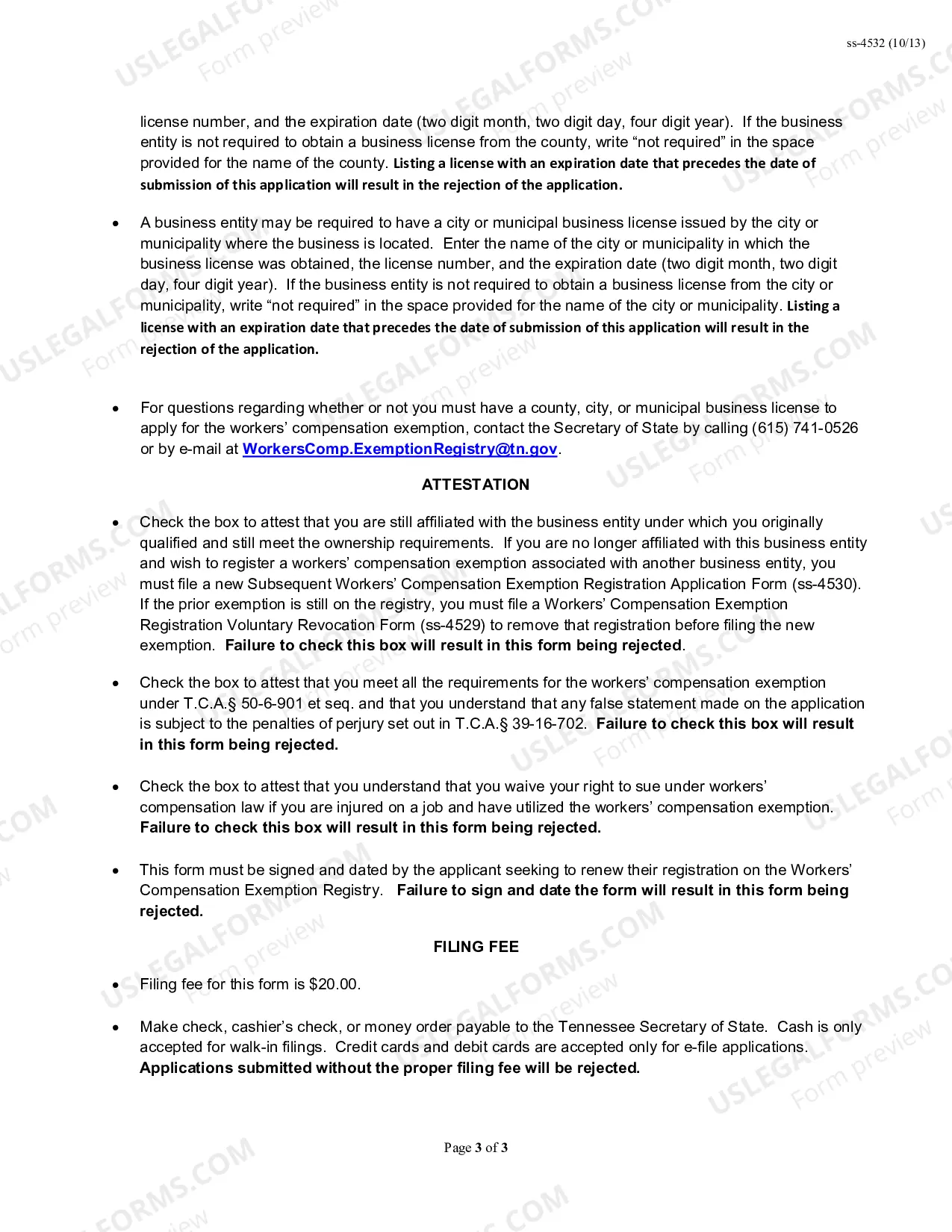 Preview Subsequent Workers' Compensation Exemption Registration Renewal Form