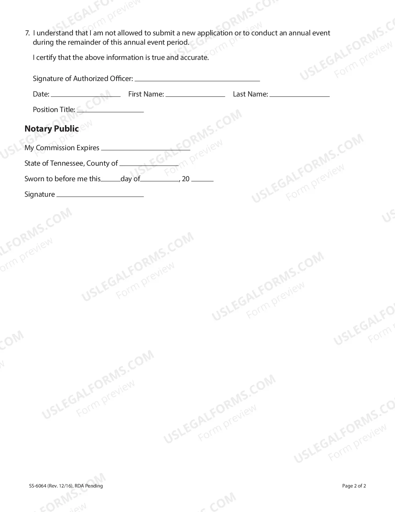 Preview Affidavit of Cancellation SS-6064