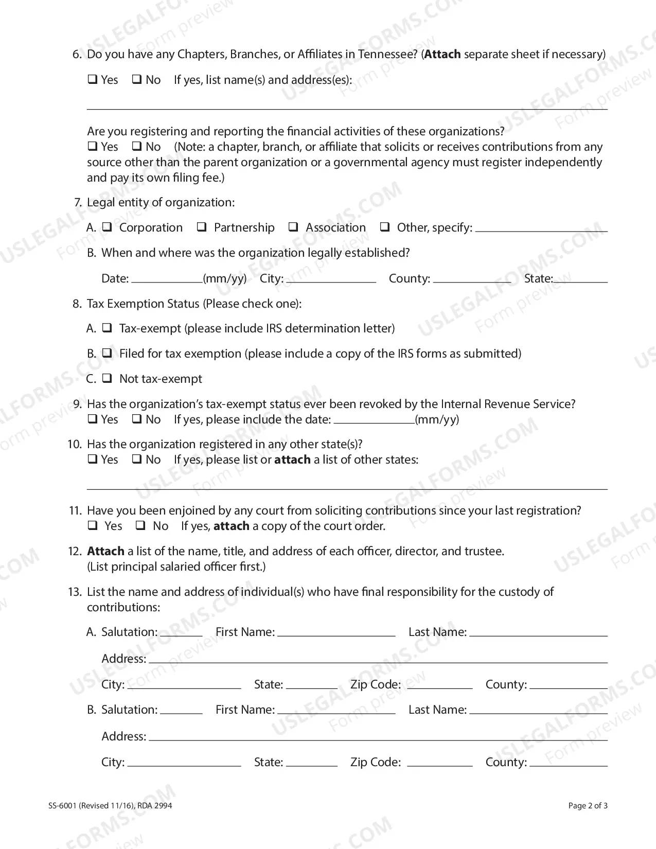 Preview Charitable Organizations Initial Registration Form