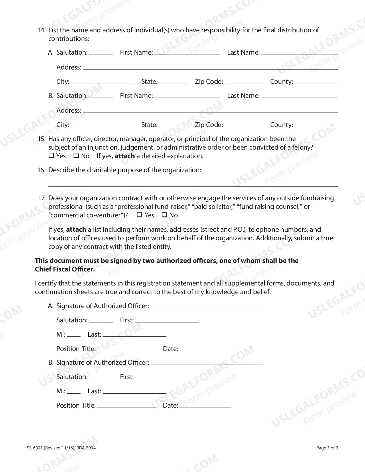 Preview Charitable Organizations Initial Registration Form