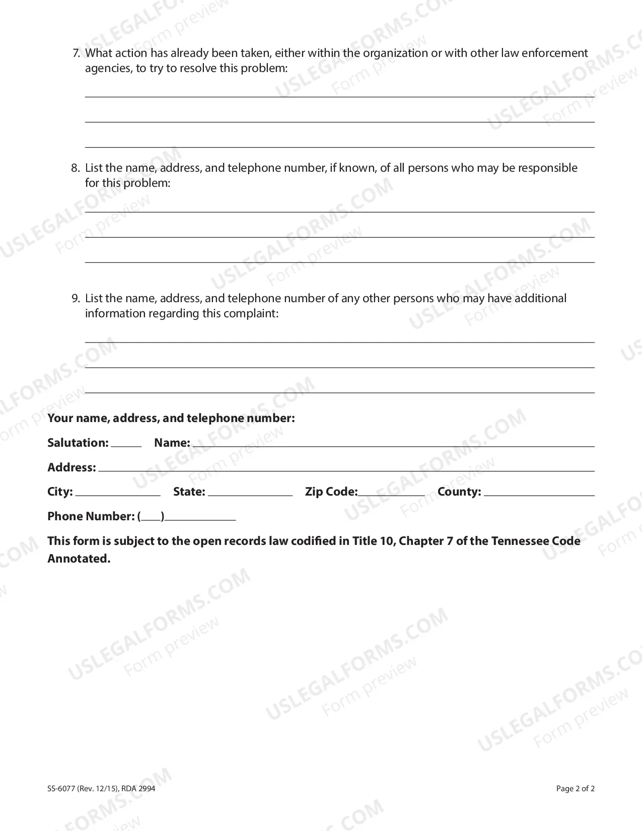 Preview Charitable Solicitations Complaint Form