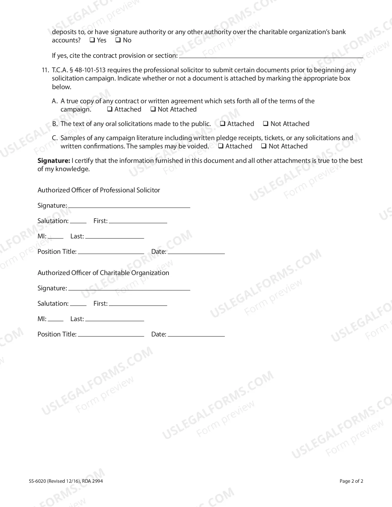 Preview Professional Solicitor Campaign Notice