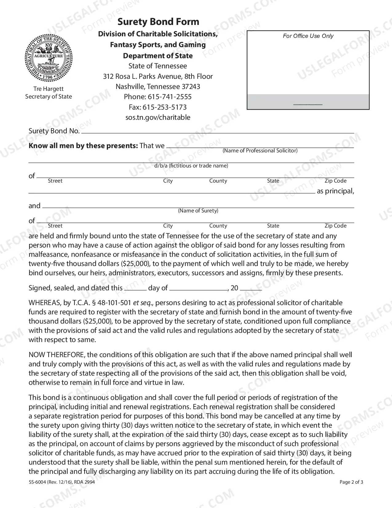 Preview Professional Solicitor Surety Bond Form