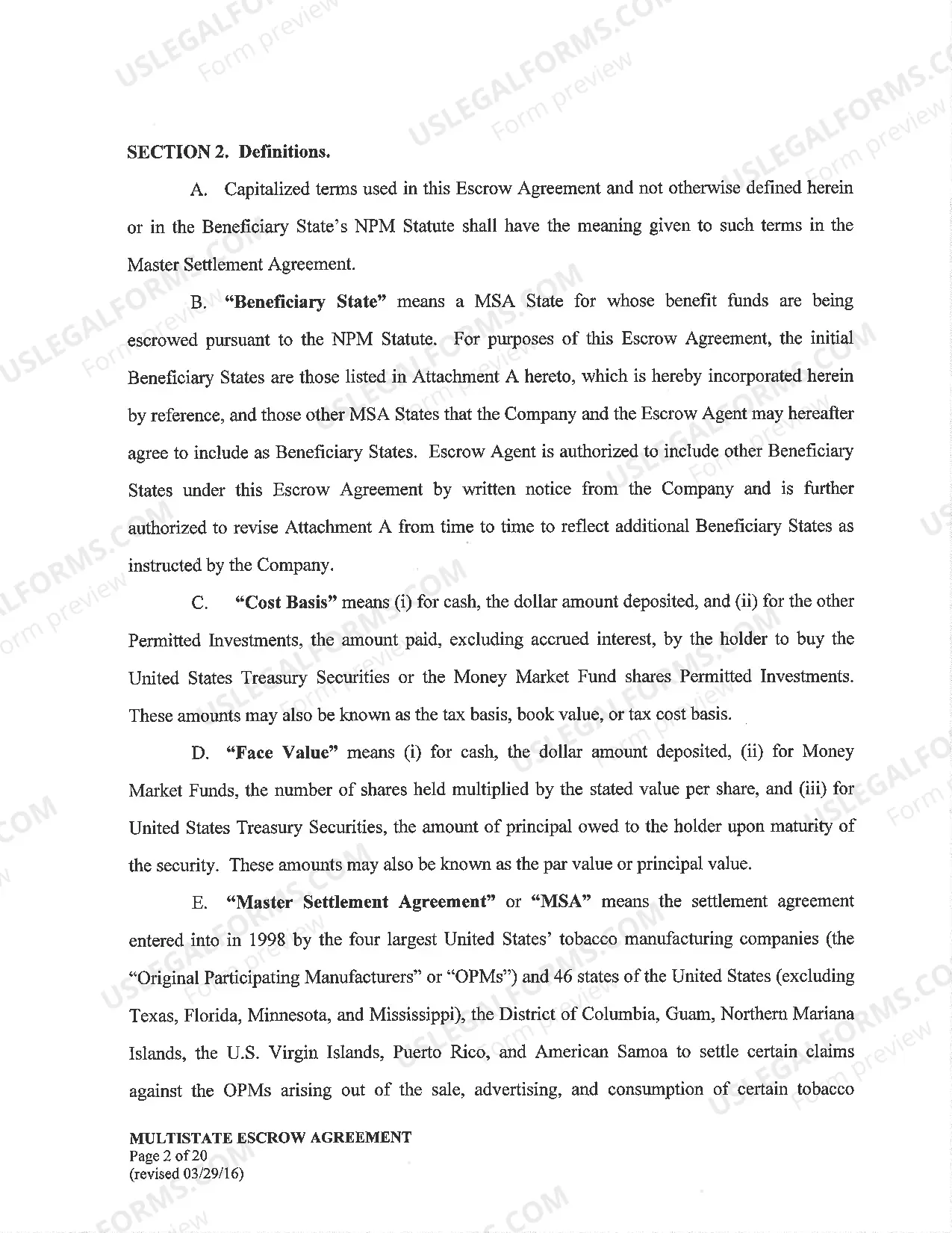 Preview Model Escrow Agreement