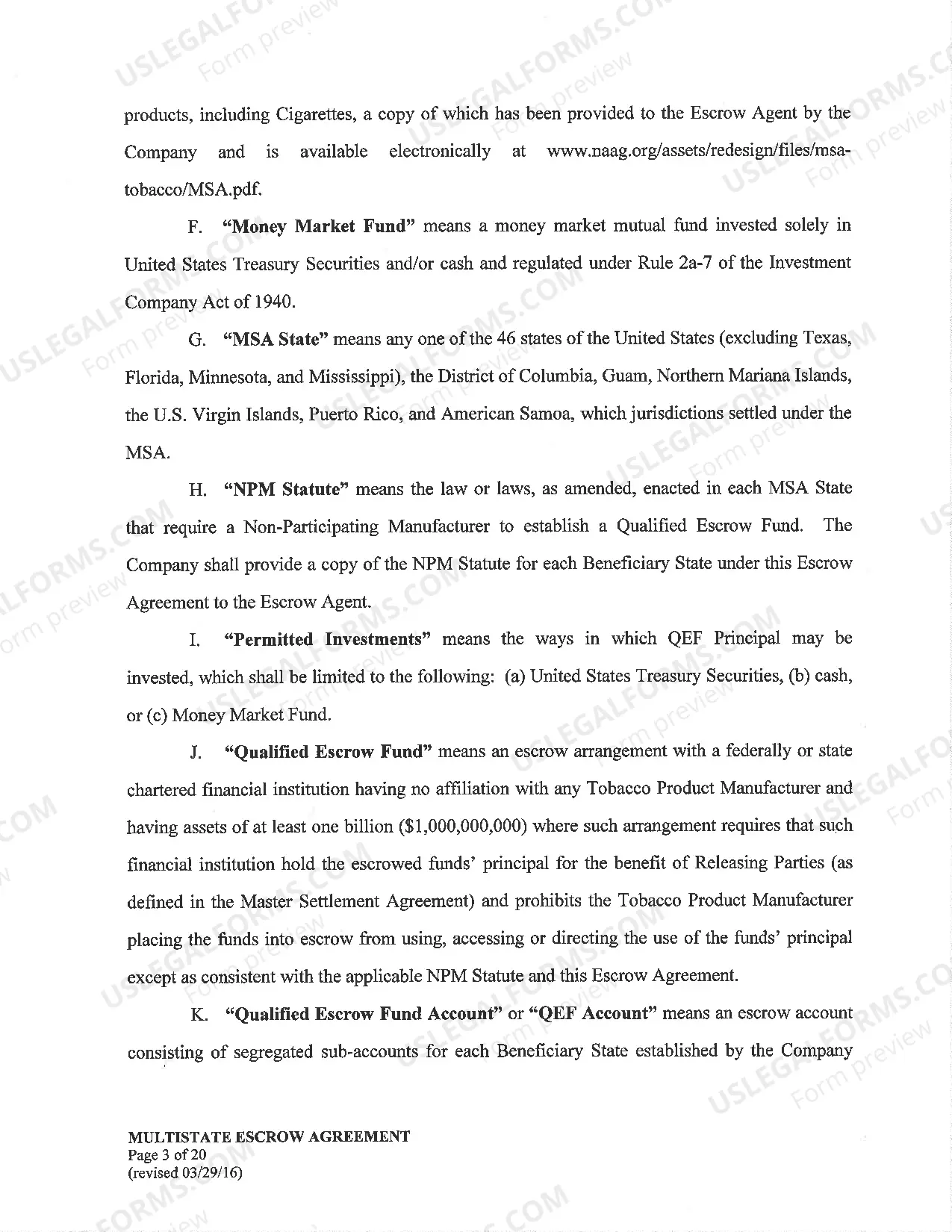 Preview Model Escrow Agreement