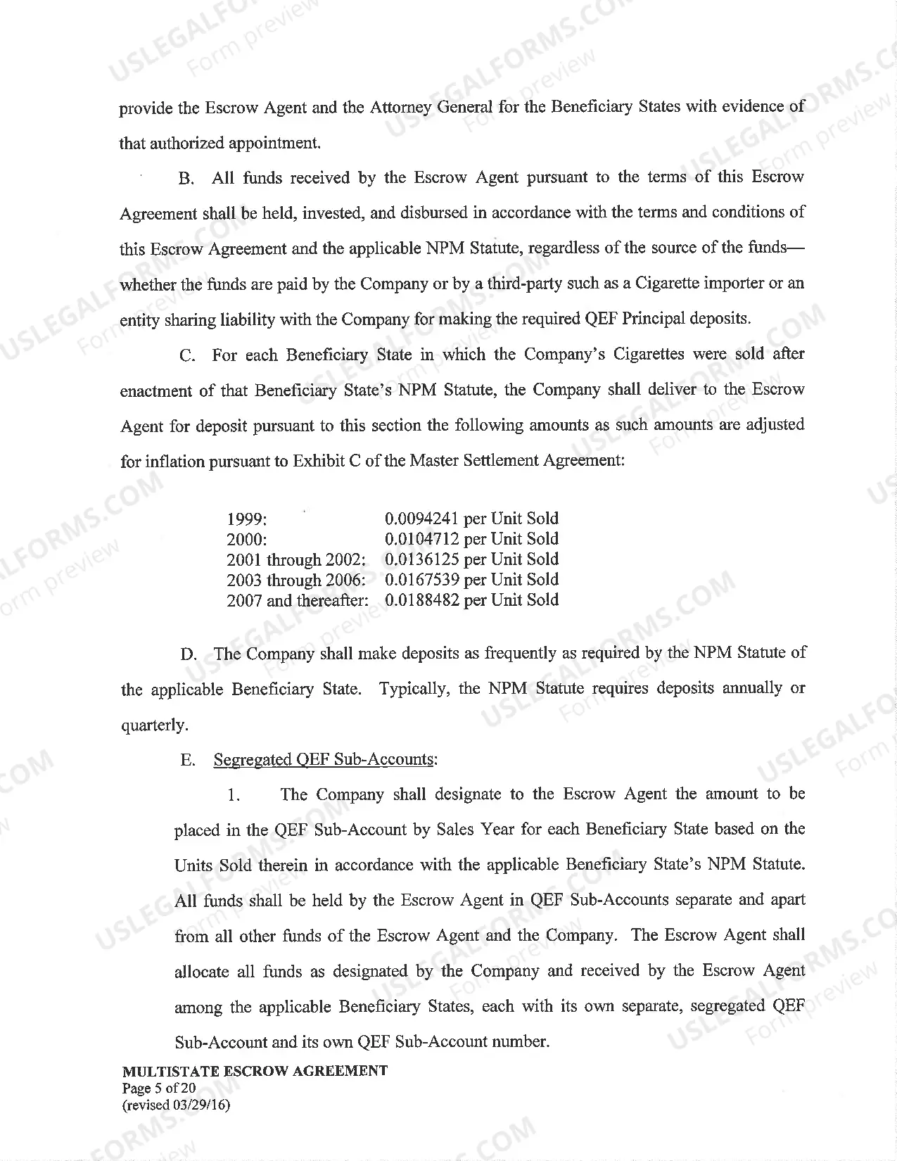 Preview Model Escrow Agreement