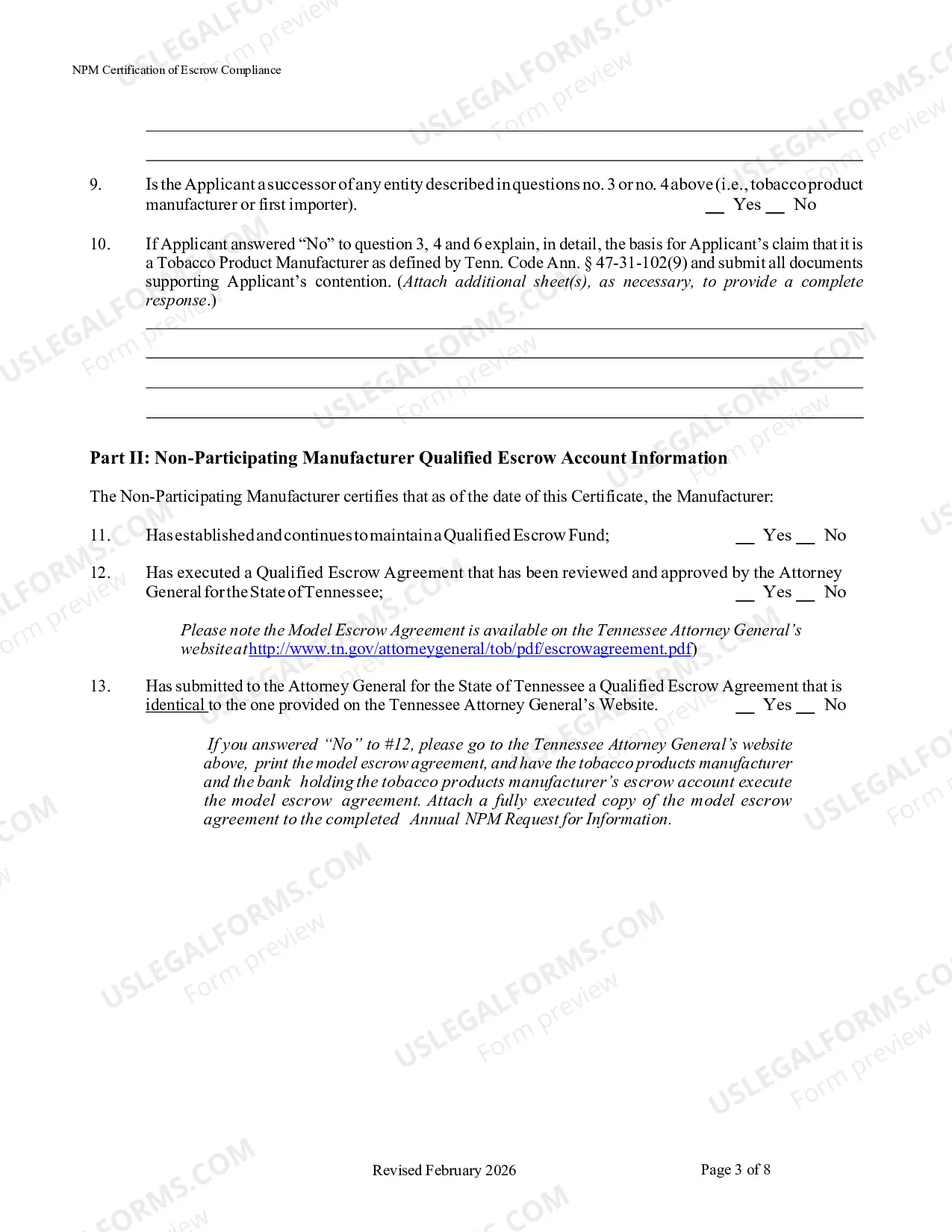 Preview Certification of Annual Escrow Compliance