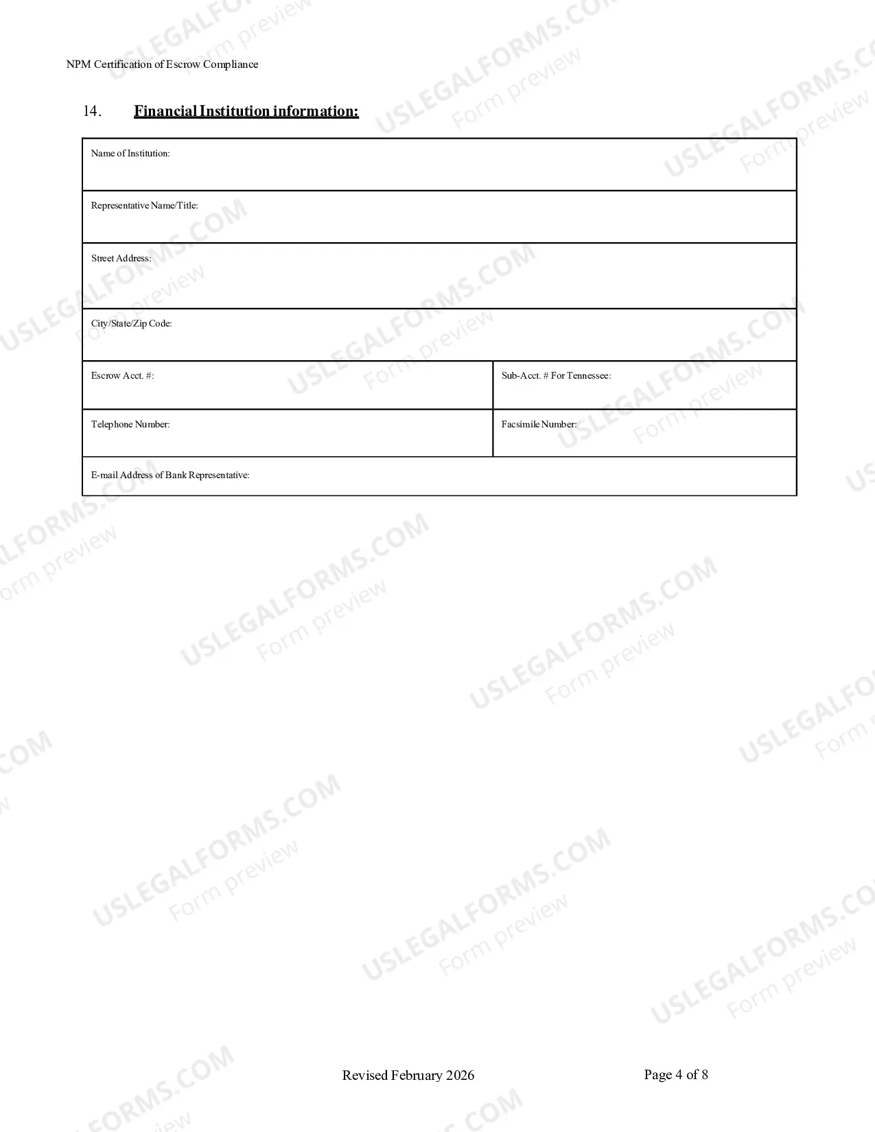 Preview Certification of Annual Escrow Compliance