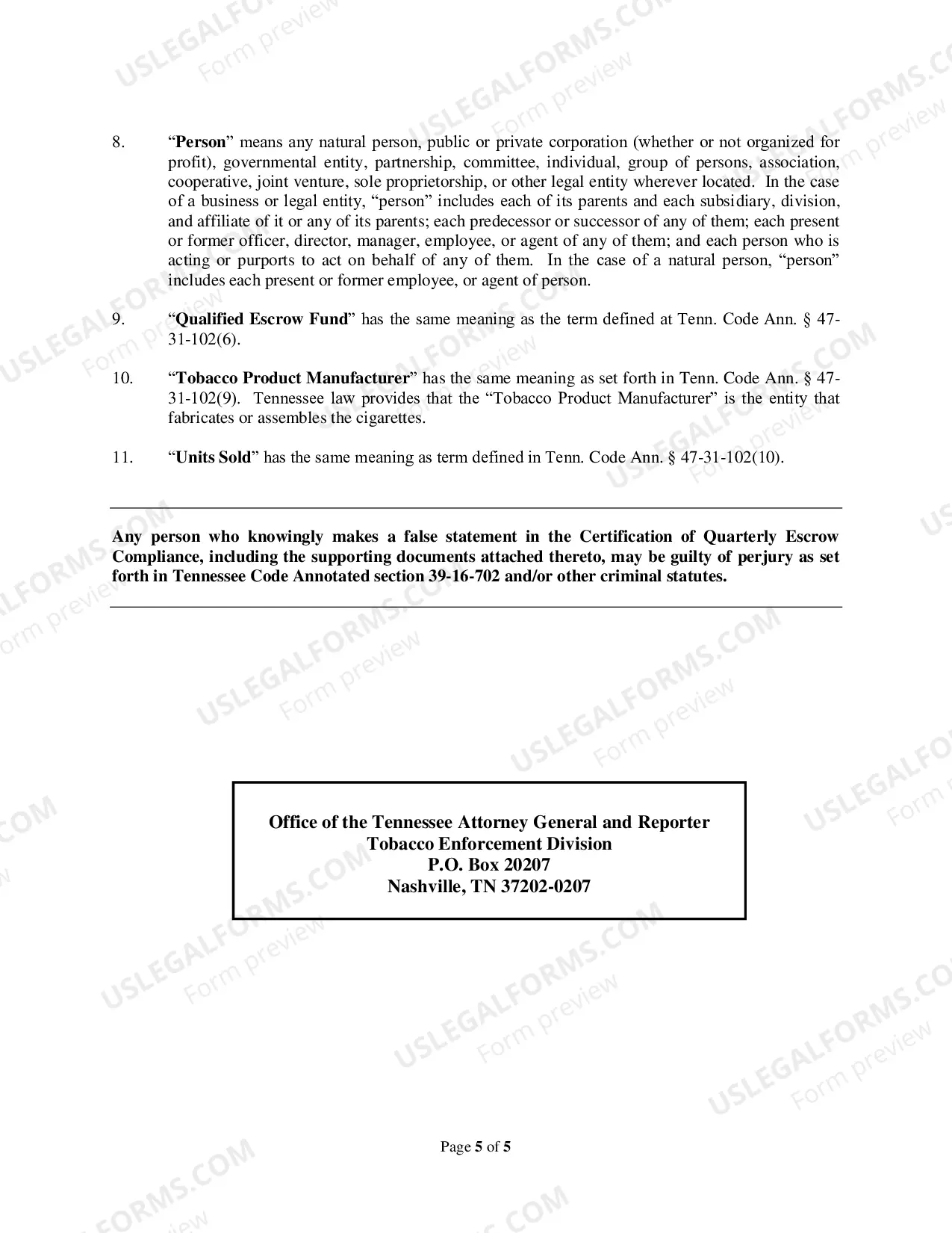 Preview Instructions for Quarterly Escrow Compliance