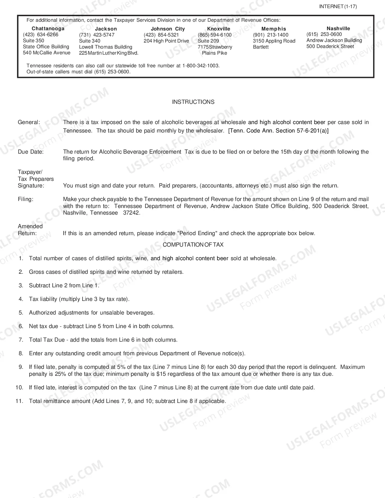 Preview Alcoholic Beverage Enforcement Tax Return