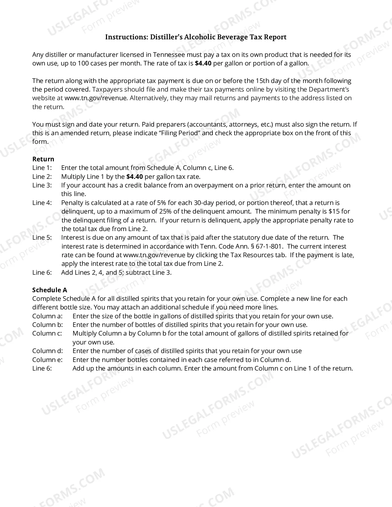 Preview Distiller's Alcoholic Beverage Tax Return