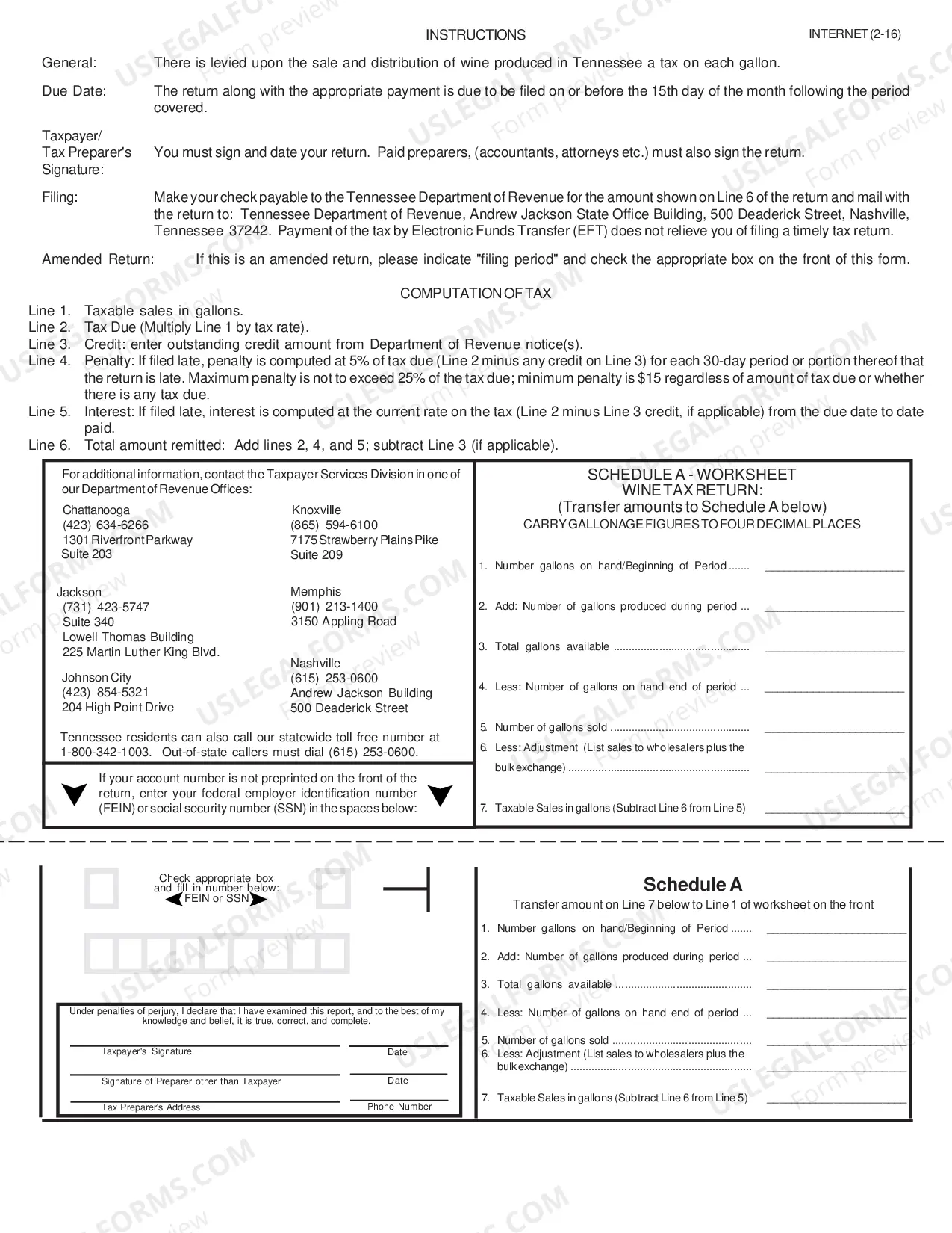 Preview Wine Tax Return for Tennessee Wineries