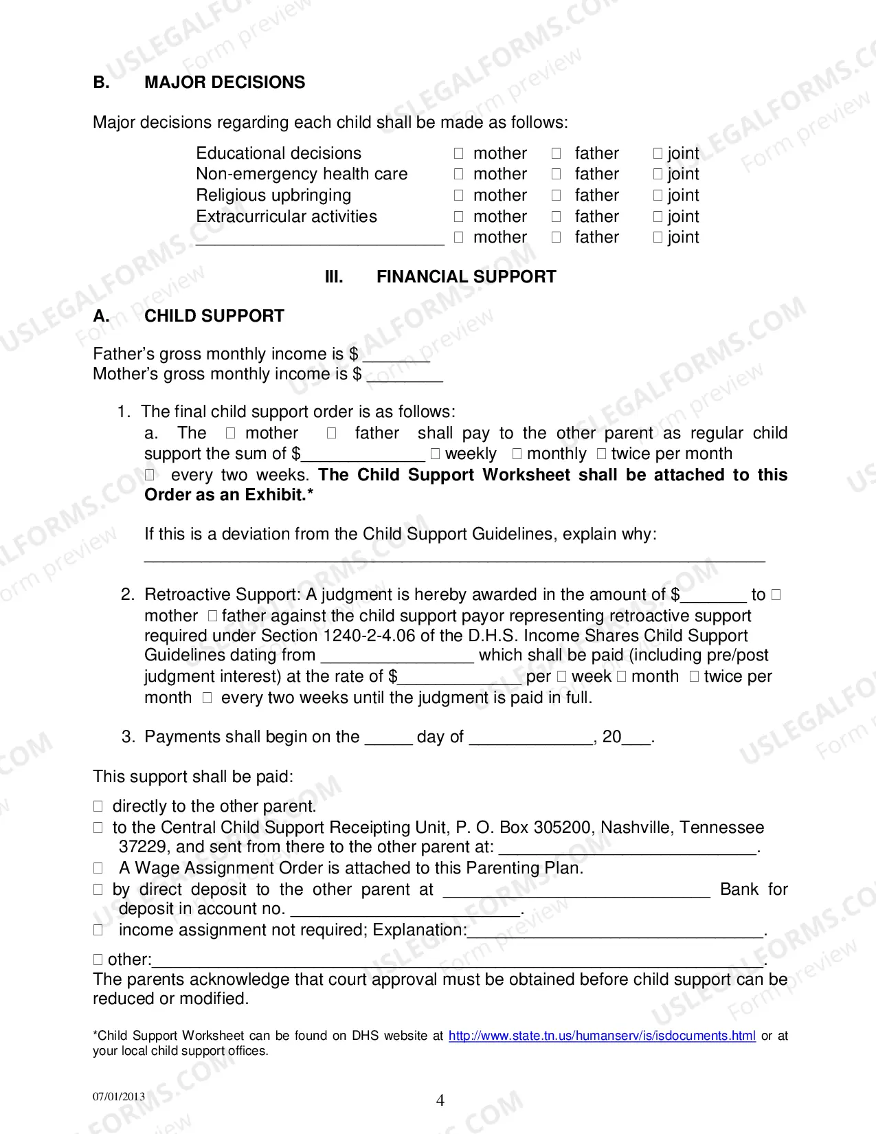 Preview Permanent Parenting Plan Order