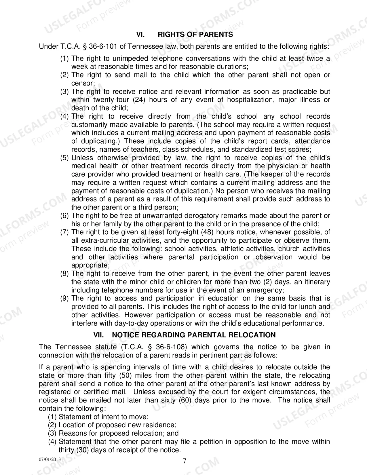 Preview Permanent Parenting Plan Order