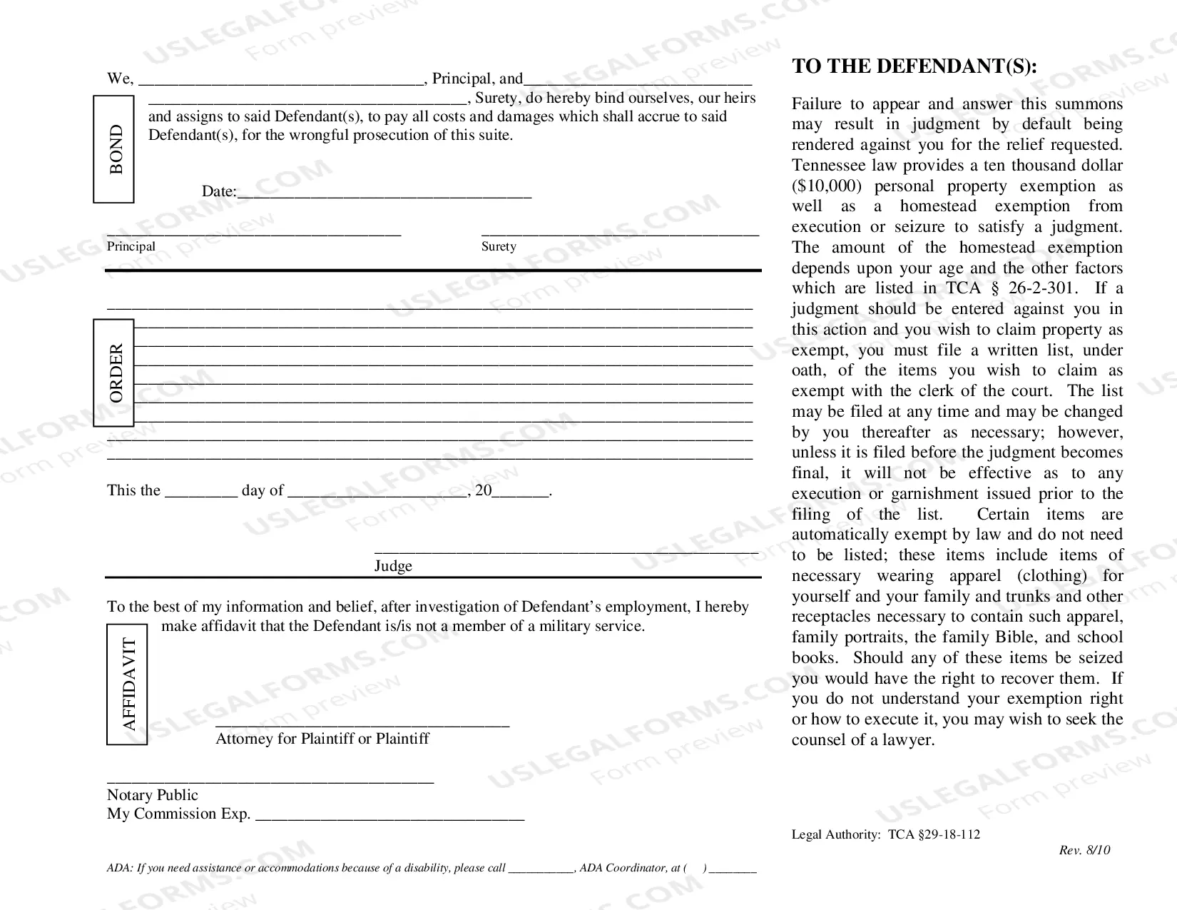Preview Detainer Summons