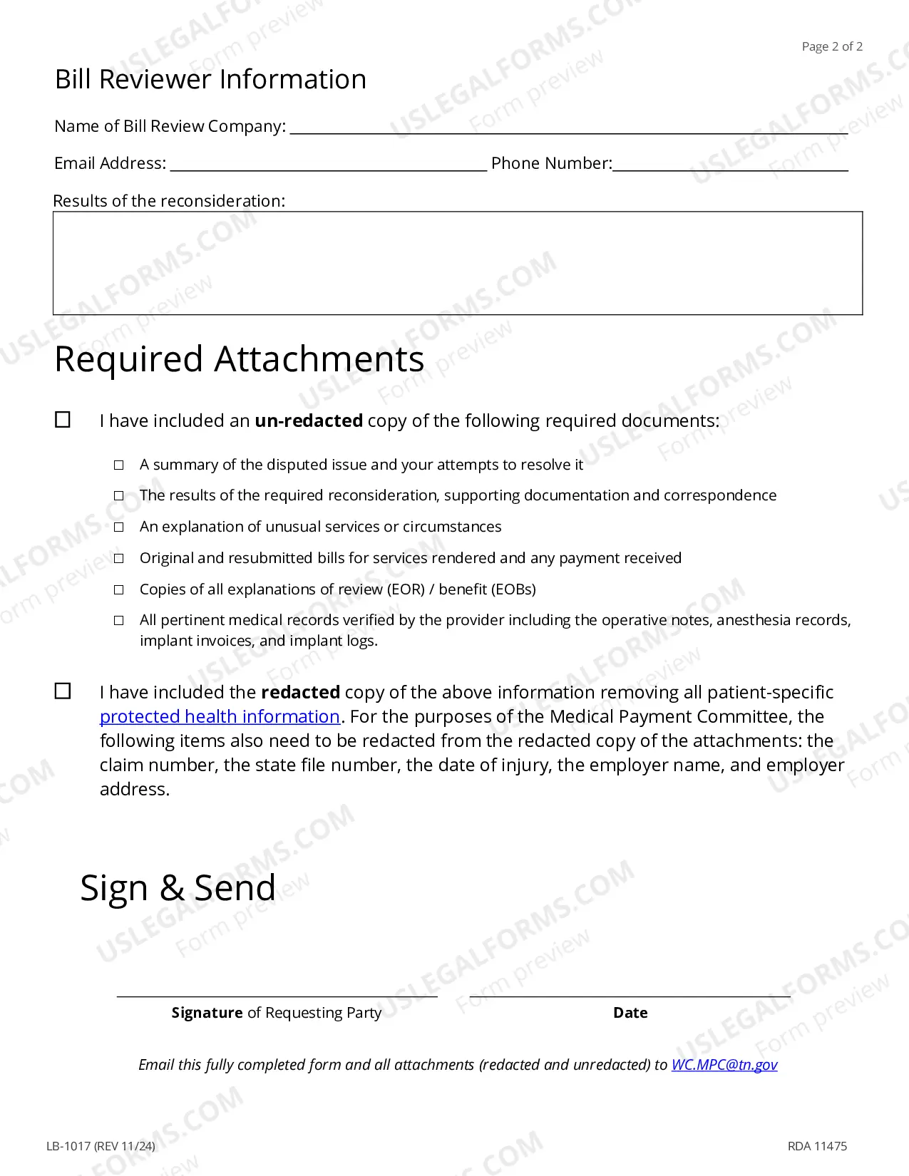 Preview Medical Payment Committee Review Request Form