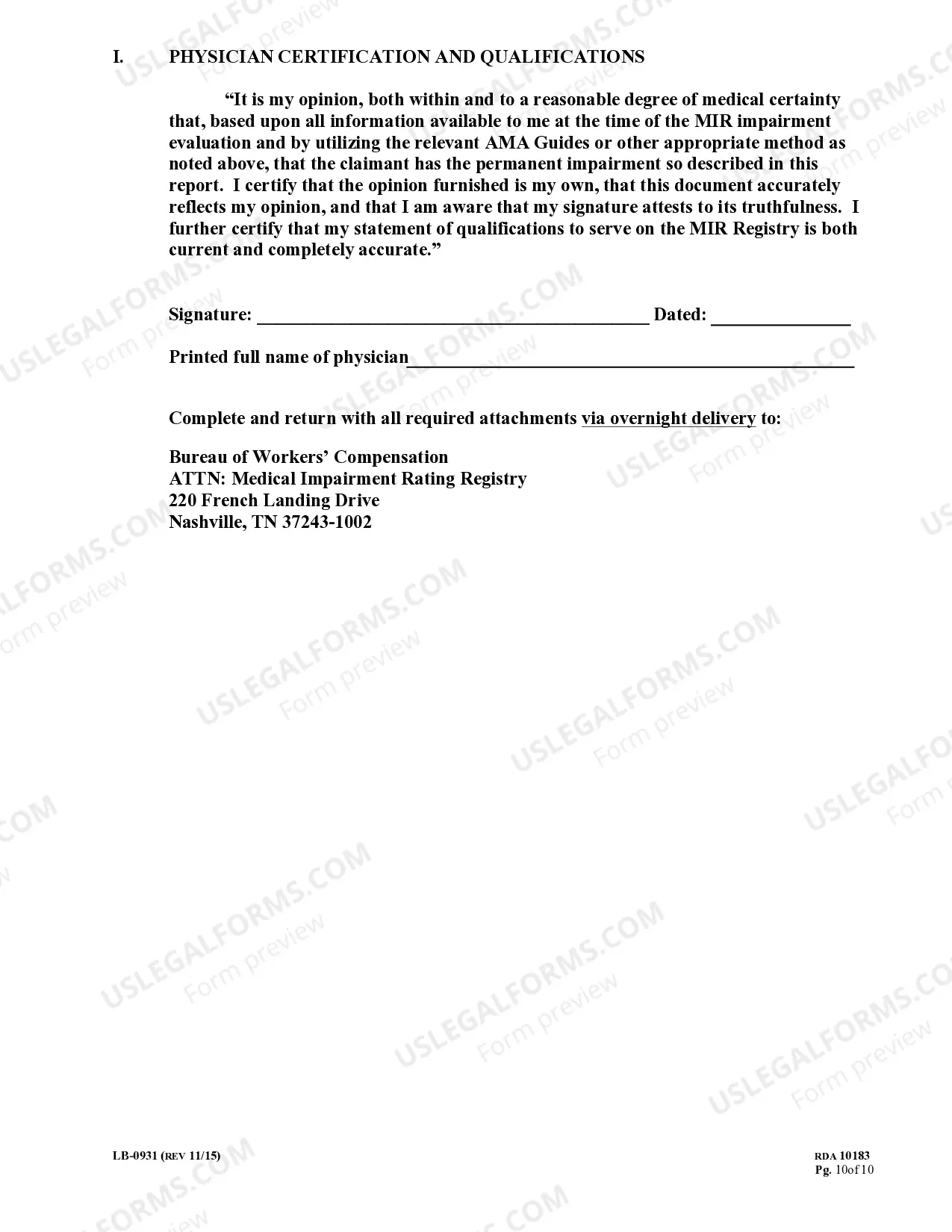 Preview MIR Impairment Rating Report - 5th Edition