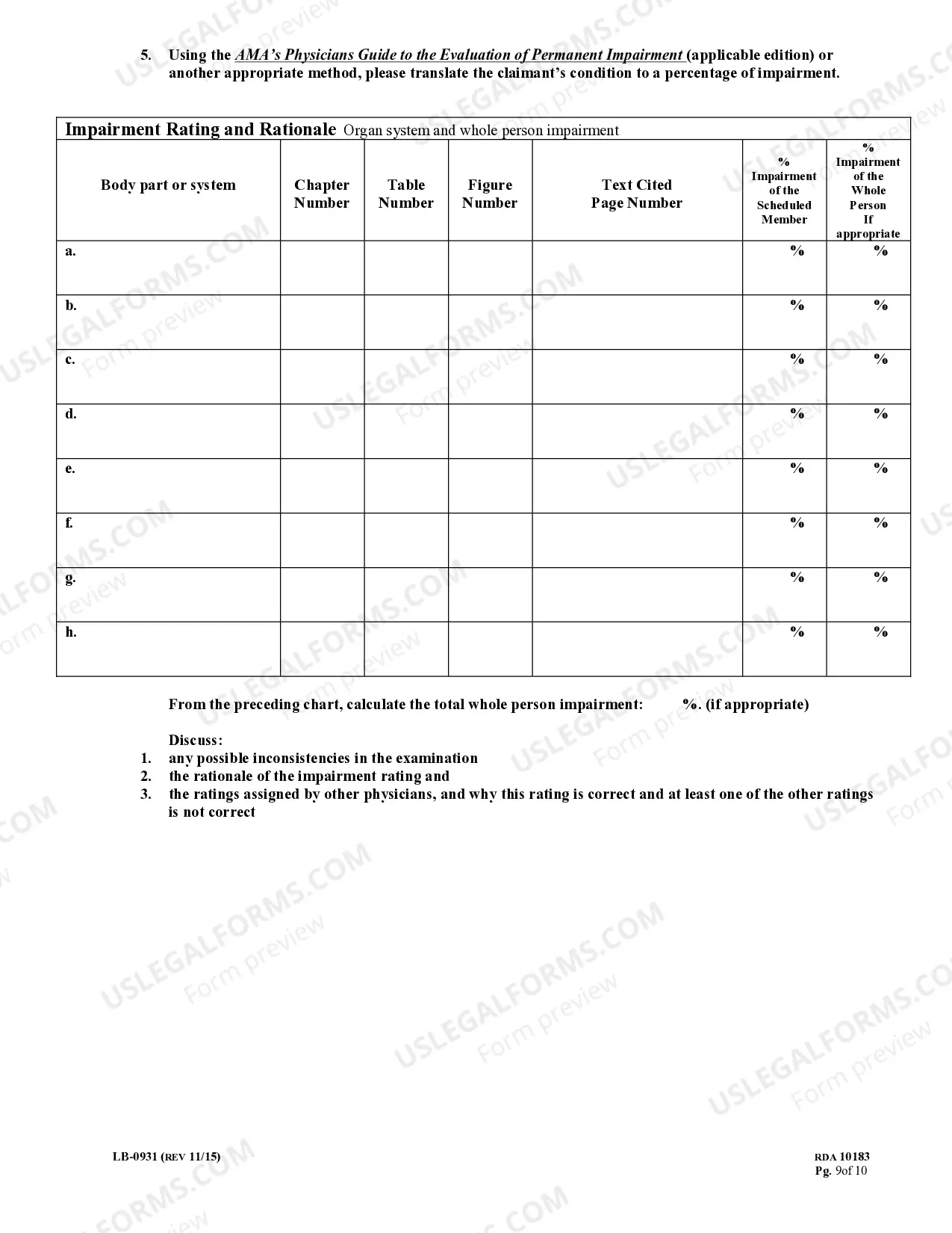 Preview MIR Impairment Rating Report - 5th Edition