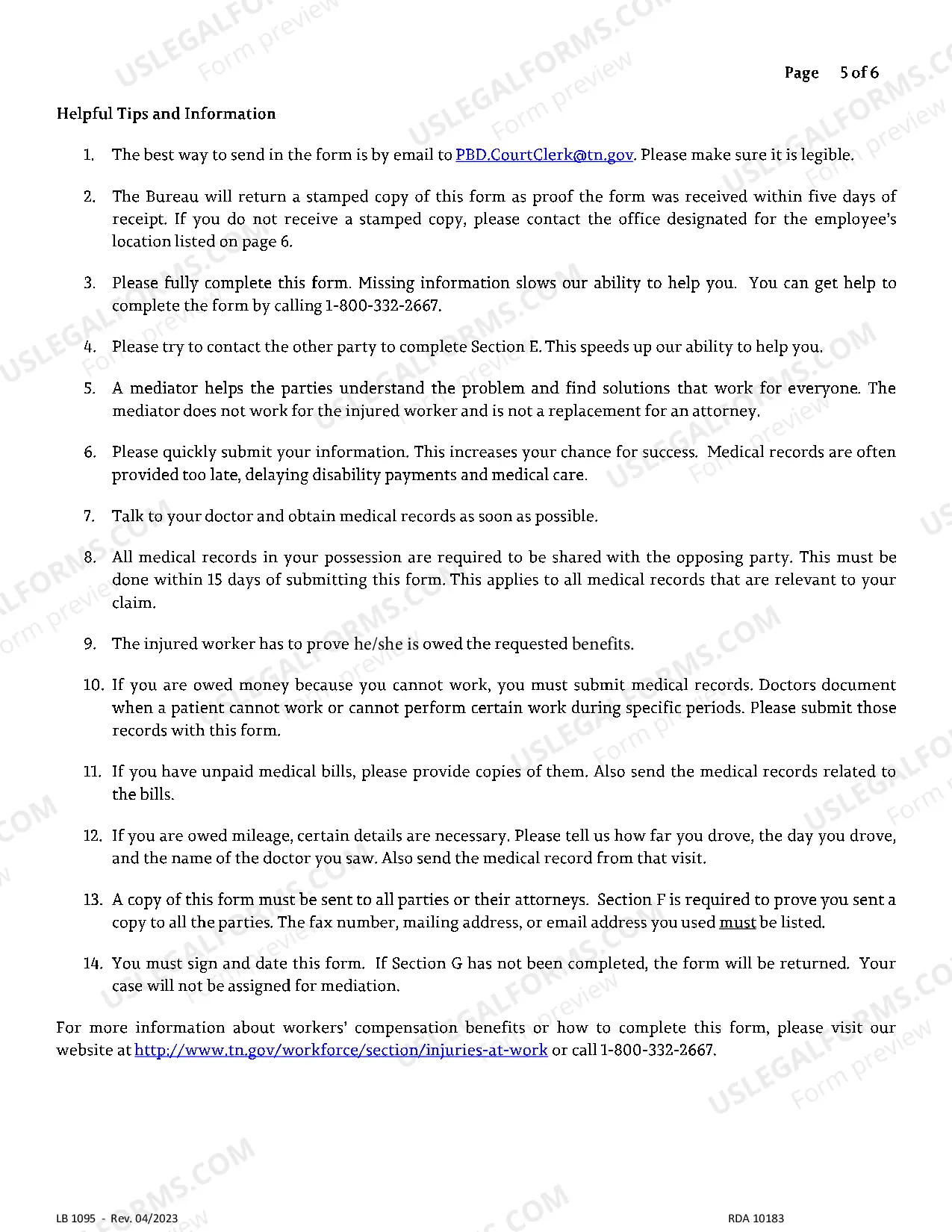 Preview Petition for Benefits Determination