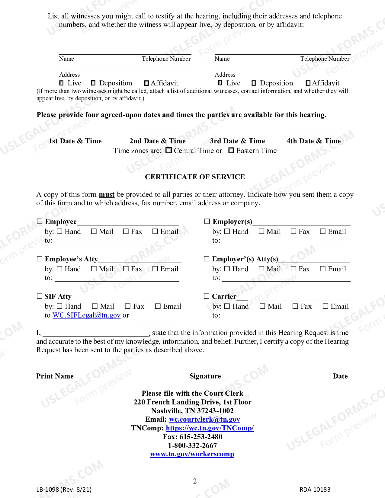 Preview Request for Scheduling Hearing