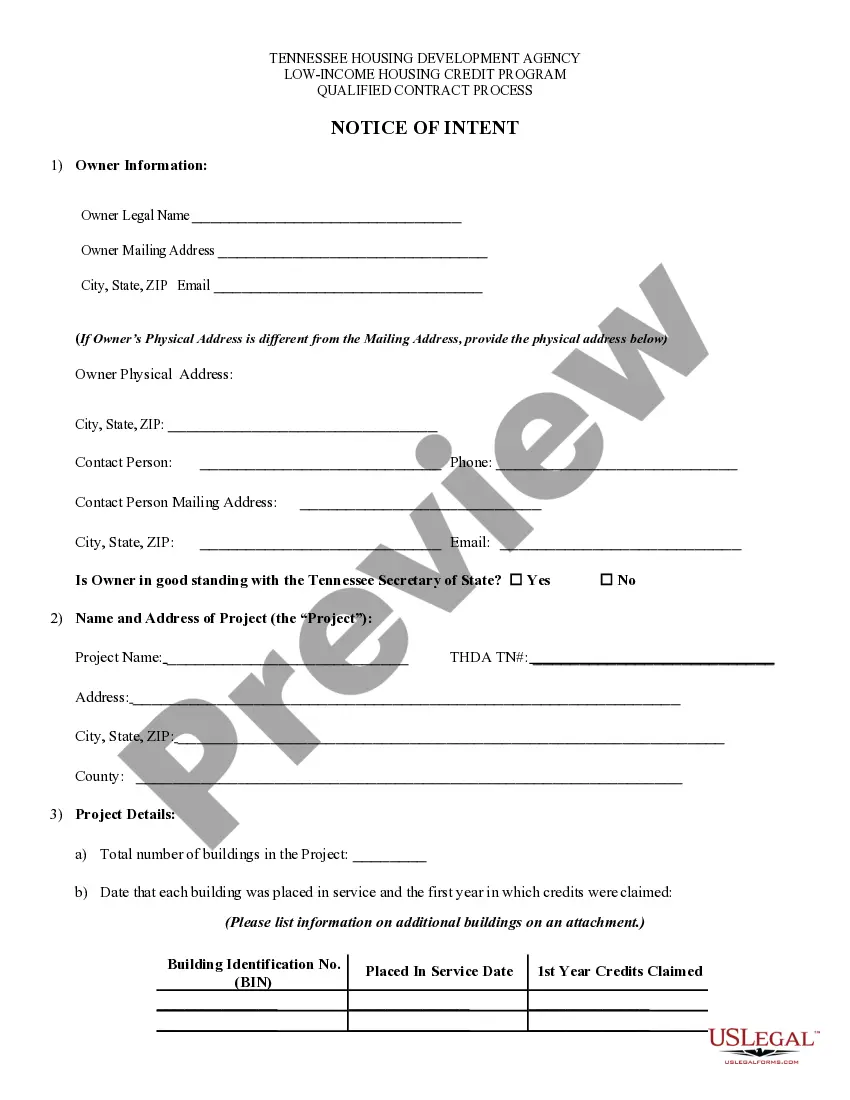 Preview Notice of Intent