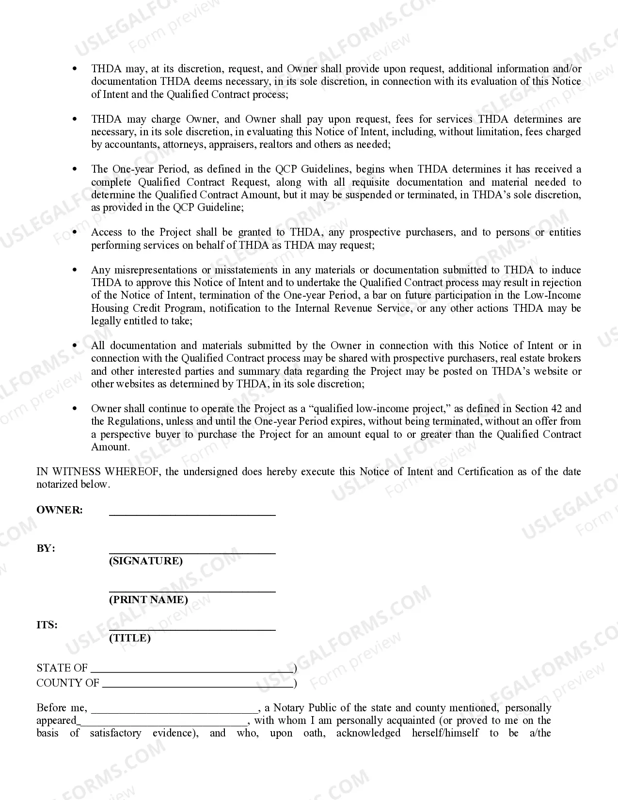 Preview Notice of Intent