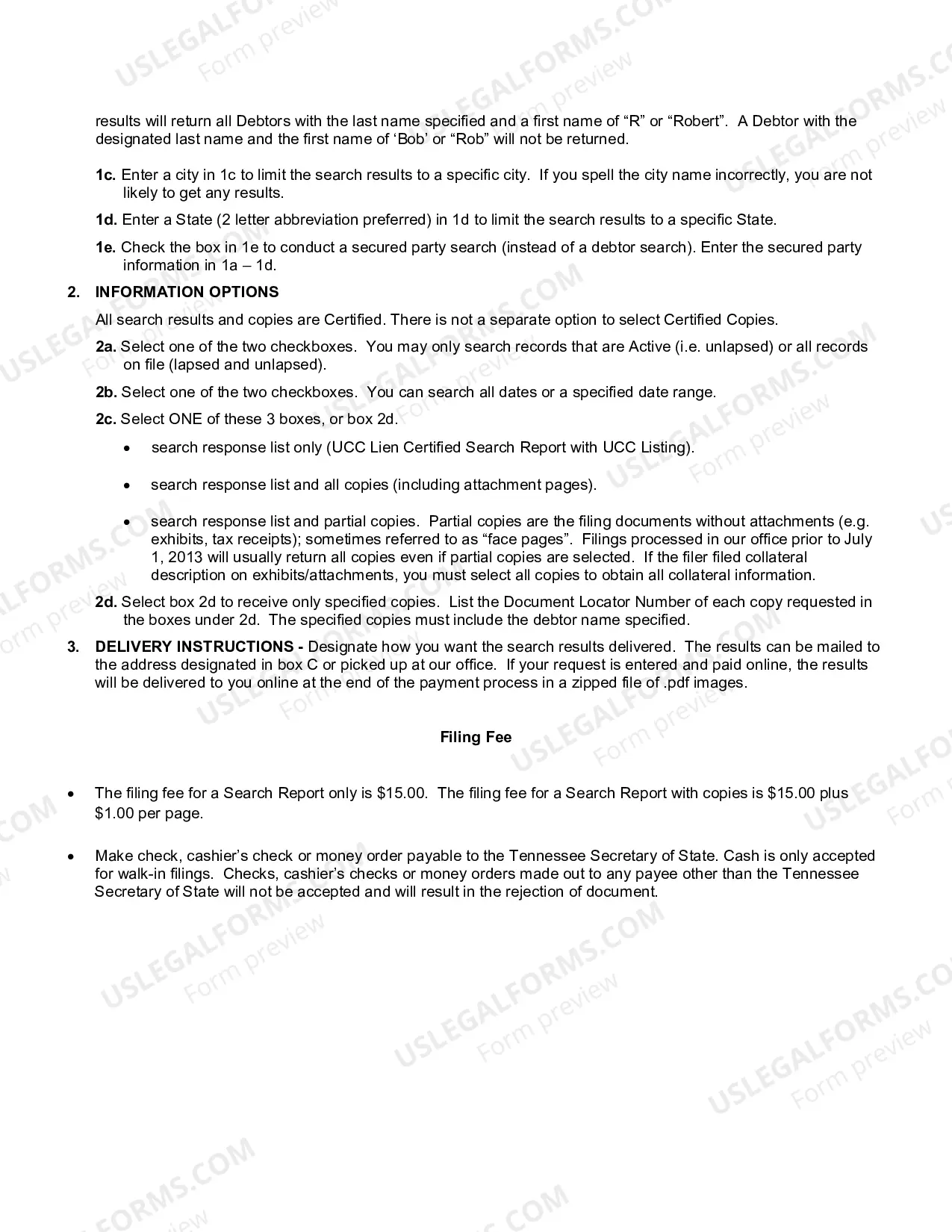 Preview Tennessee UCC11 Request for Information