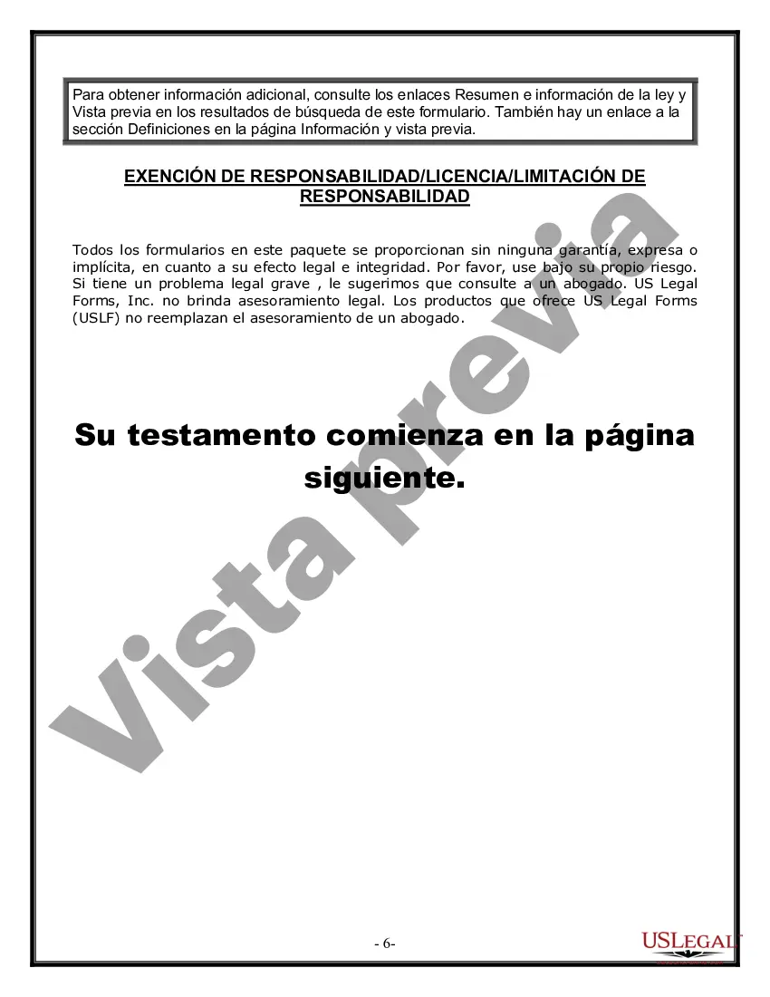 Preview Formulario de última voluntad y testamento legal para persona soltera sin hijos