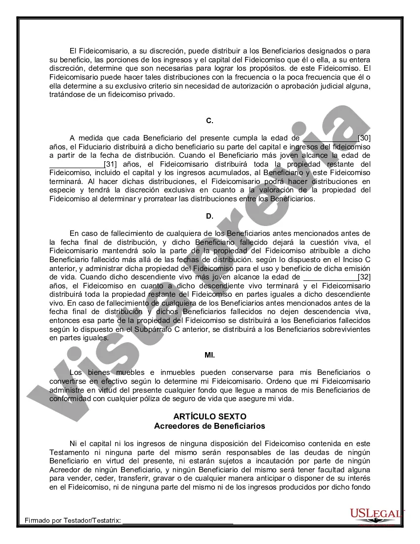 Preview Formulario Legal de Última Voluntad y Testamento para una Persona Soltera con Hijos Menores