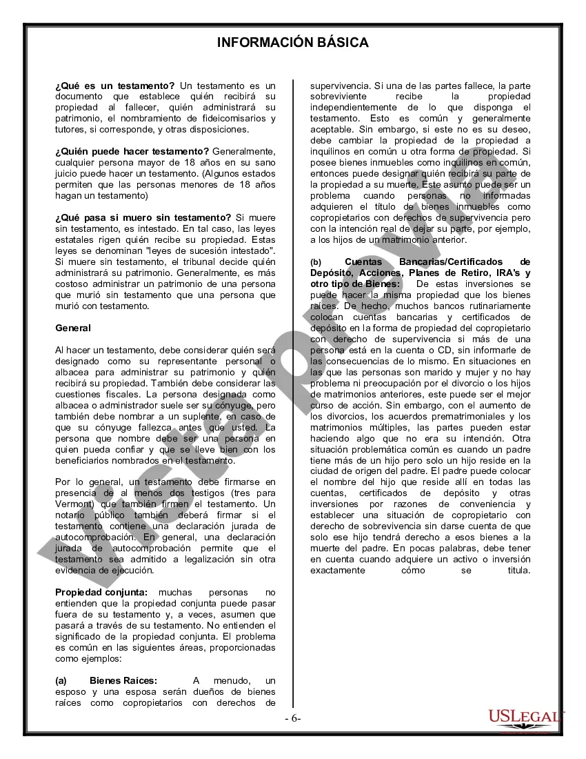 Preview Formulario de última voluntad y testamento legal para una persona casada con hijos adultos de un matrimonio anterior
