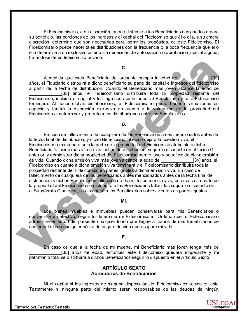 Preview Formulario de última voluntad y testamento legal para personas divorciadas que no se han vuelto a casar con hijos adultos y menores