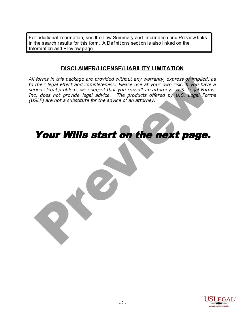 Preview Mutual Wills Package with Last Wills and Testaments for Married Couple with Minor Children