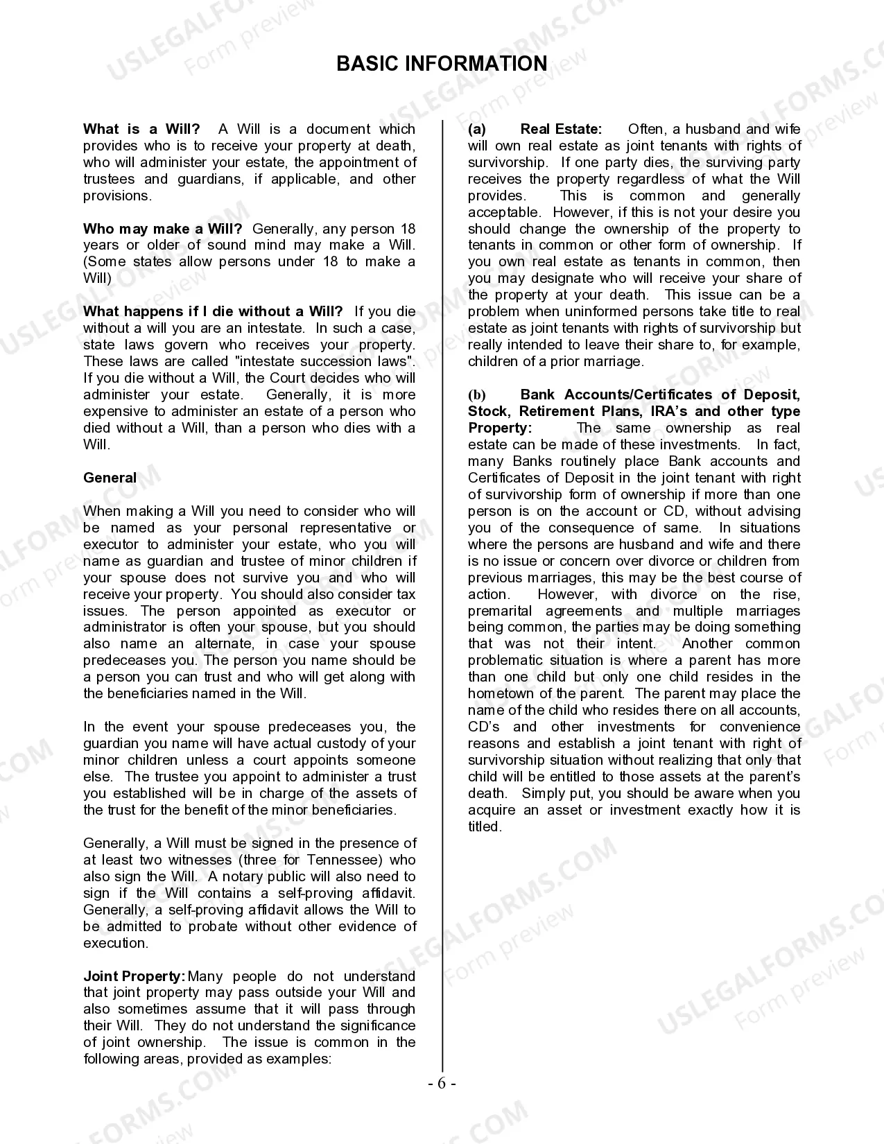 Preview Last Will and Testament for Married person with Adult Children