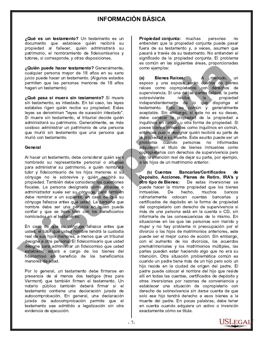Preview Formulario Legal de Última Voluntad y Testamento para Persona Casada con Hijos Adultos y Menores de Matrimonio Anterior