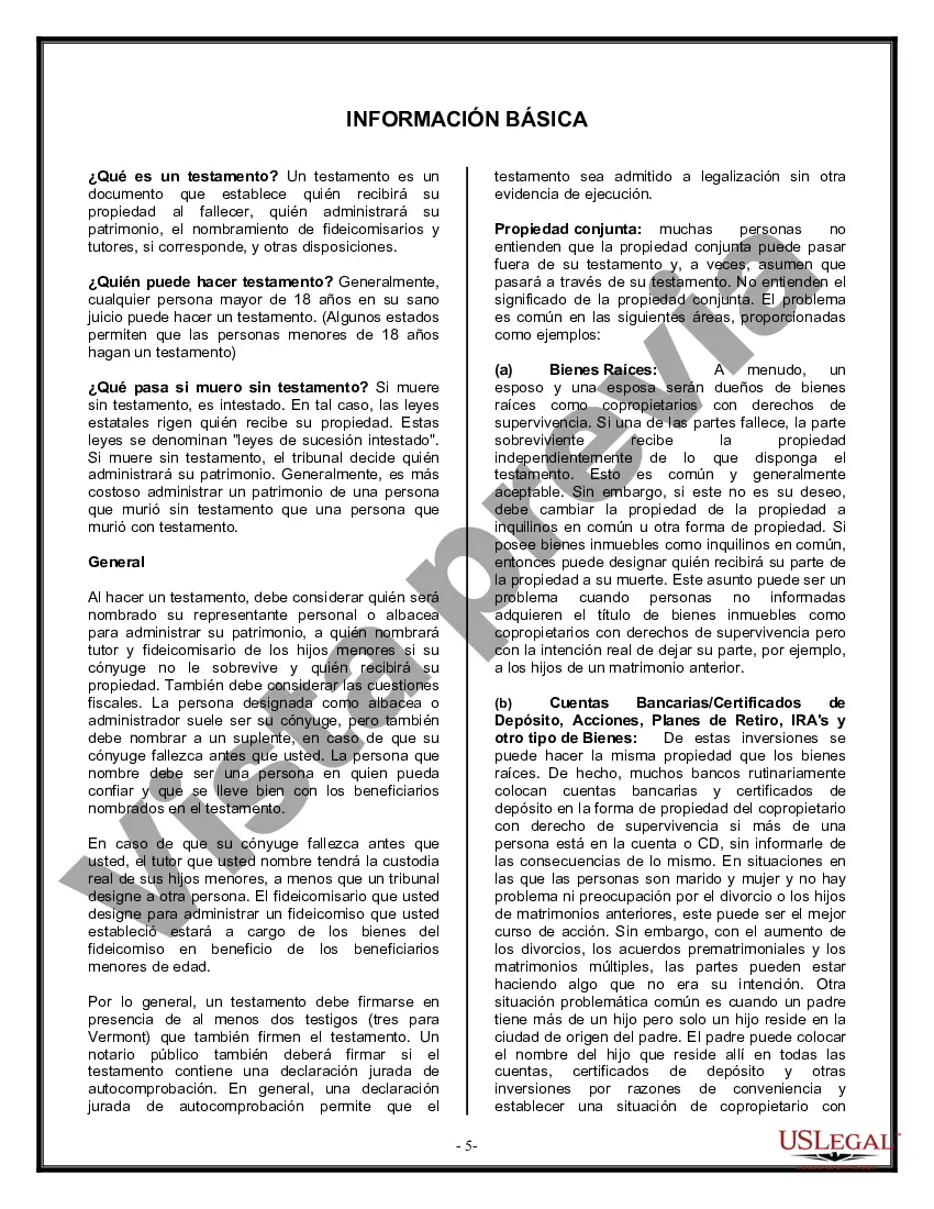 Preview Formulario Legal de Última Voluntad y Testamento para Viuda o Viudo con Hijos Menores