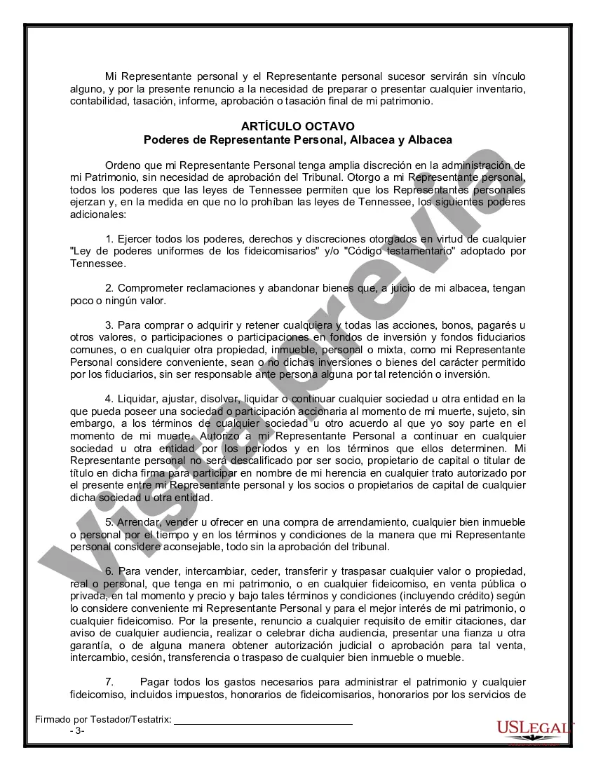 Preview Formulario de última voluntad legal para una viuda o viudo sin hijos