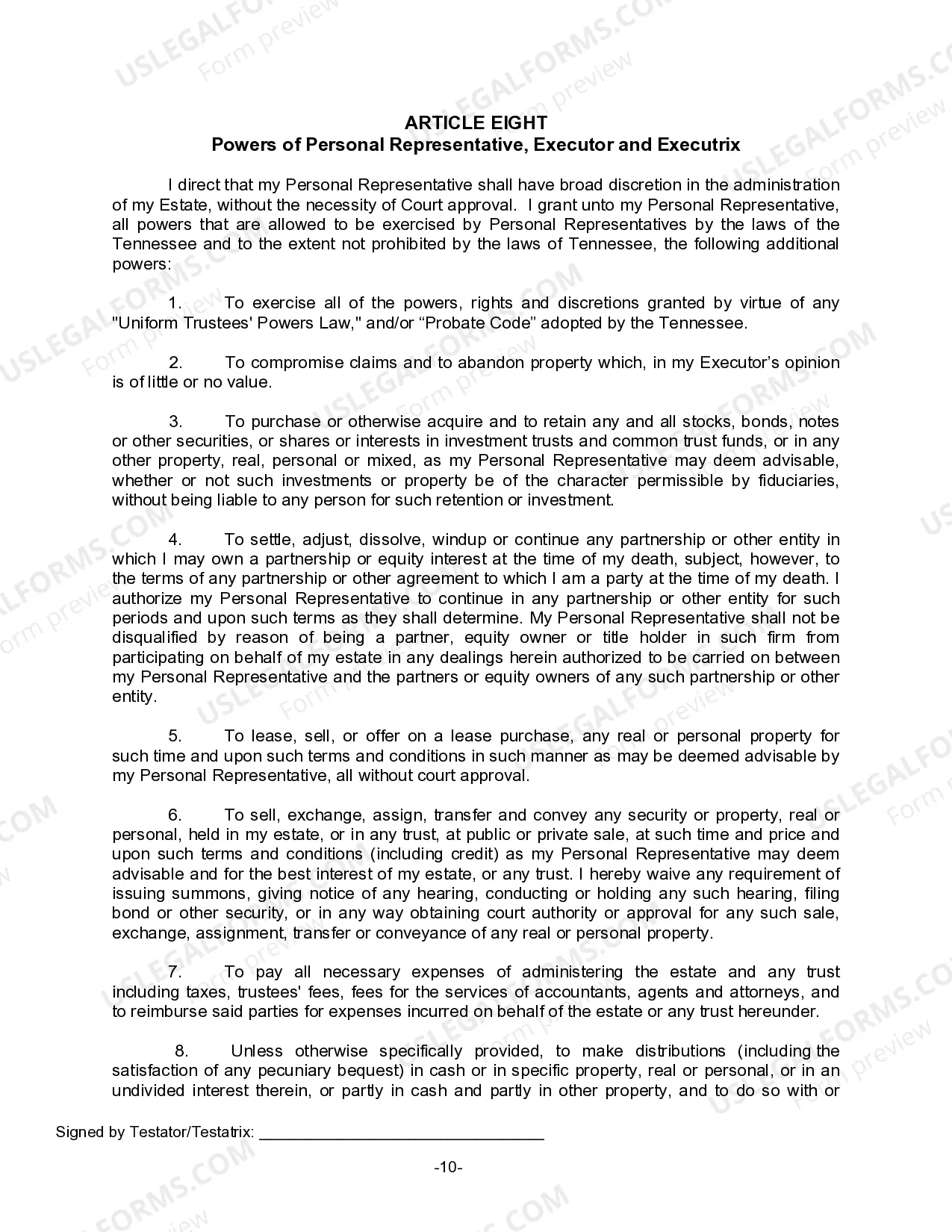 Preview Last Will for a Widow or Widower with no Children