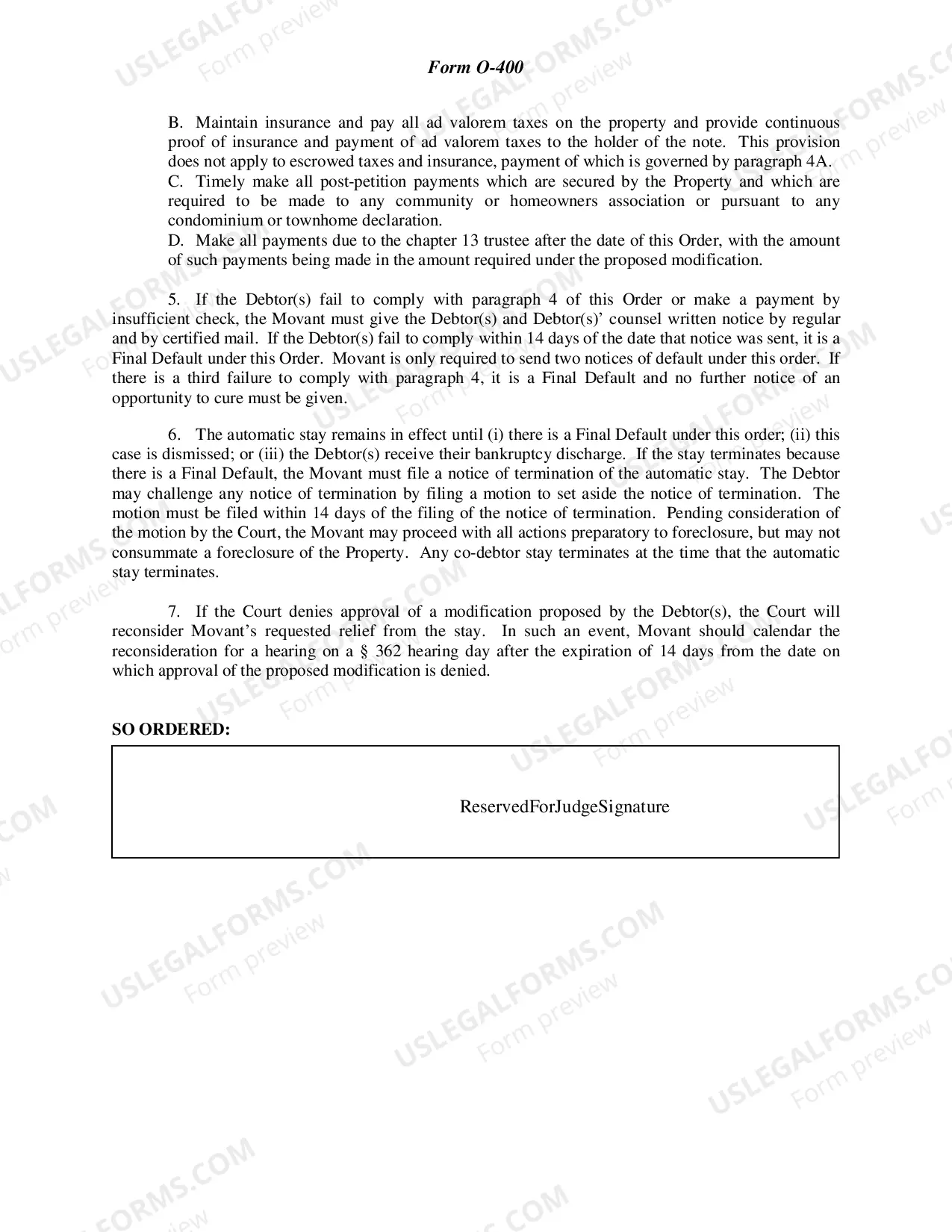 Preview Agreed Order Conditioning Stay on Home (O-400)
