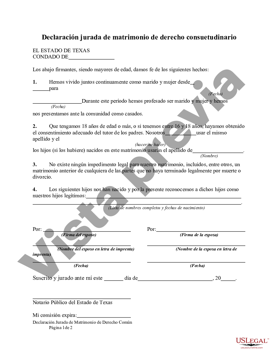 Declaracion Jurada De Matrimonio 9822