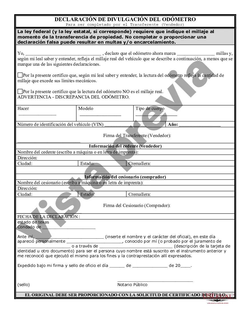 Preview Factura de venta de automóvil o vehículo, incluida la declaración del cuentakilómetros y el pagaré