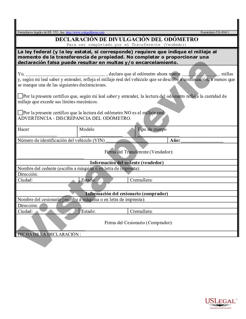 Preview Factura de Venta de Automóvil y Declaración de Odómetro