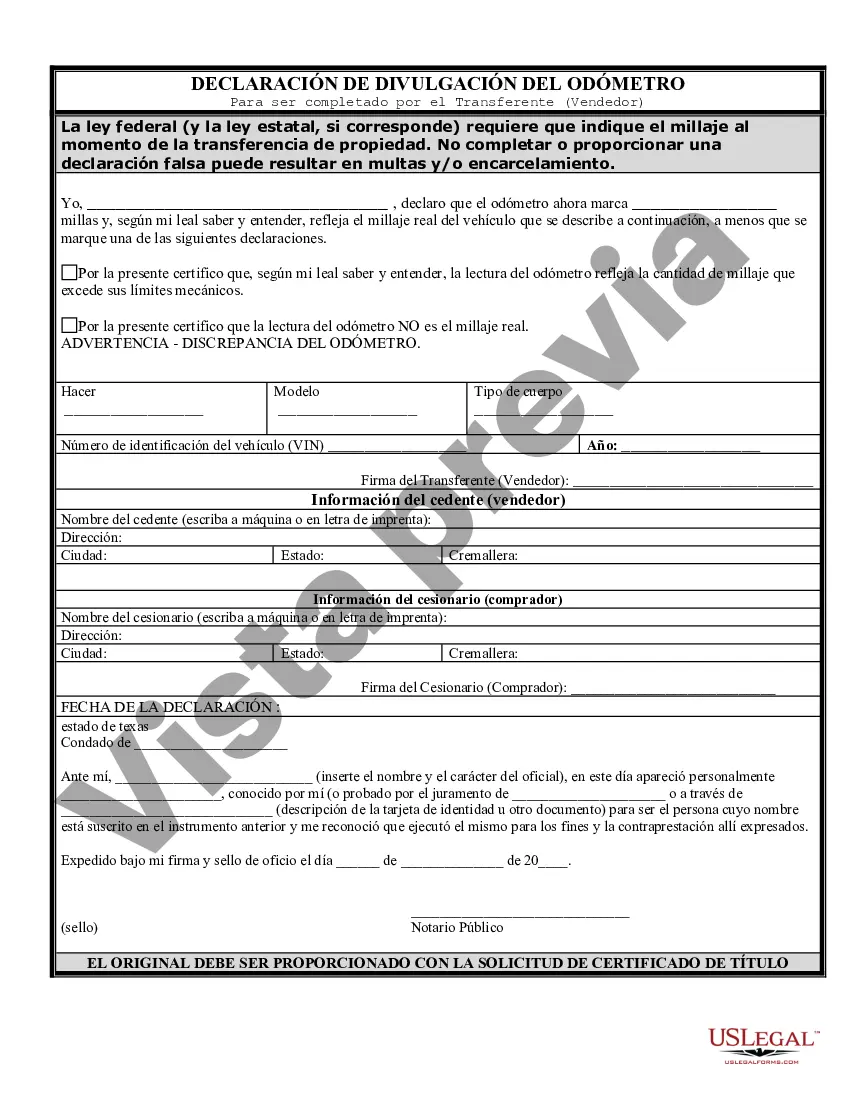 Preview Factura de venta de automóvil y estado de cuenta del odómetro para la venta tal como está