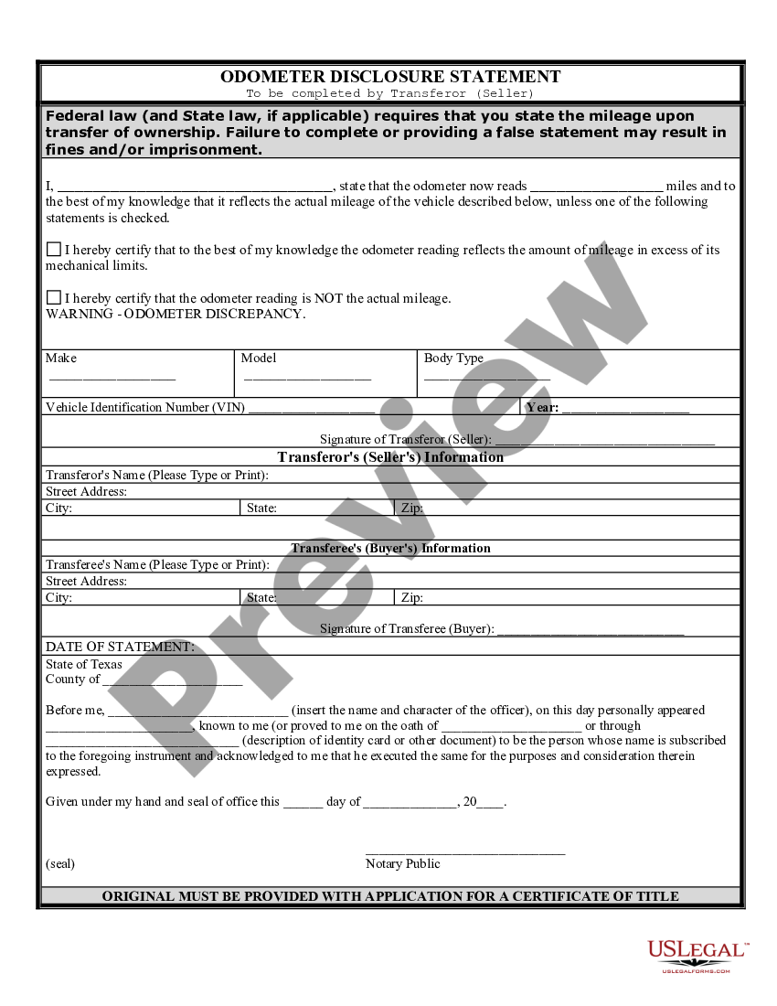 texas bill of sale of automobile and odometer statement for as bill sale form us legal forms