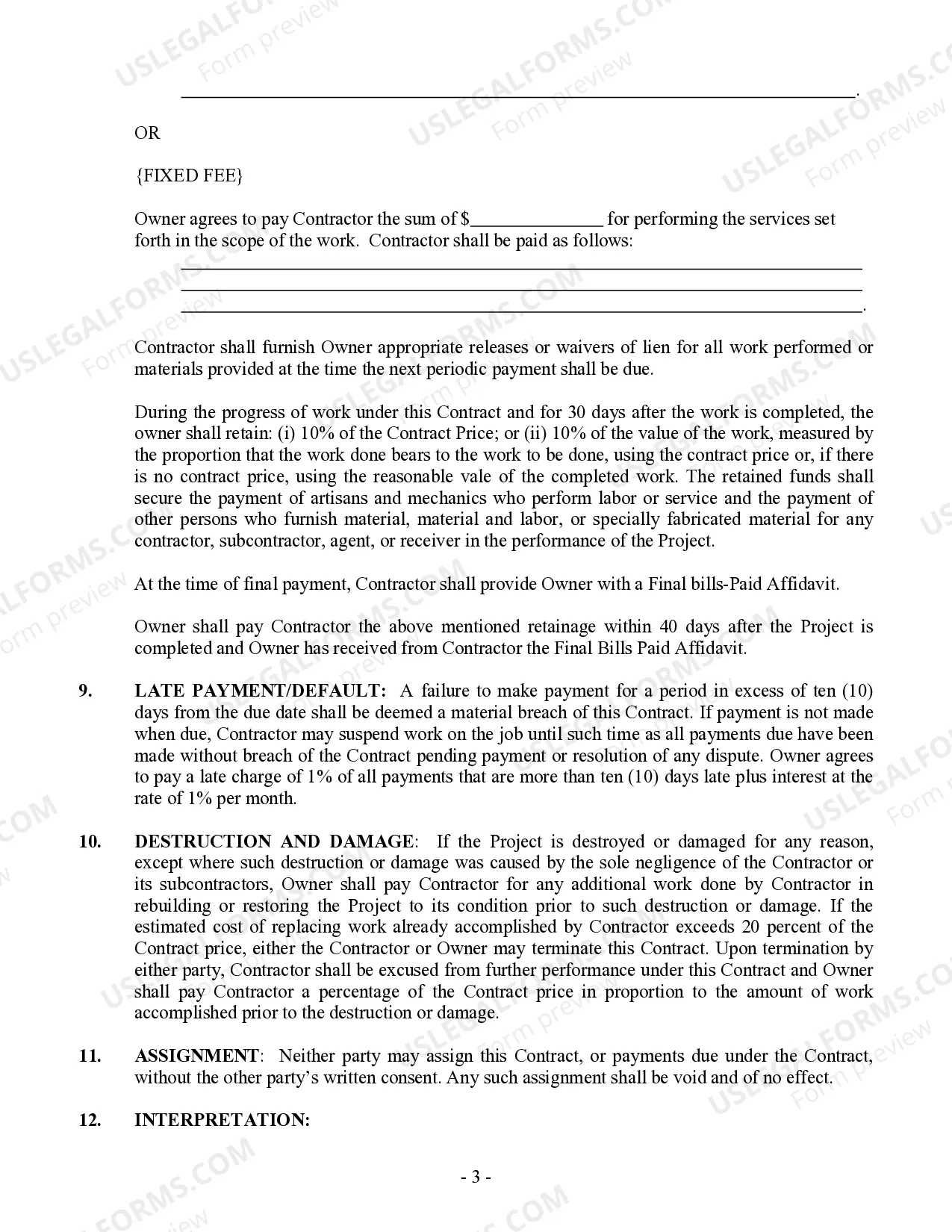 Preview Painting Contract for Contractor