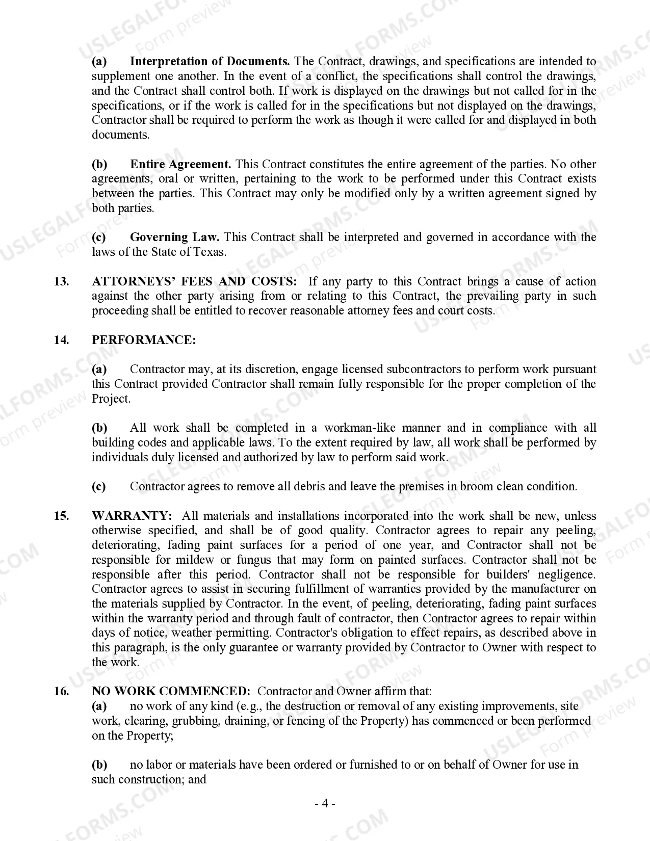 Preview Painting Contract for Contractor