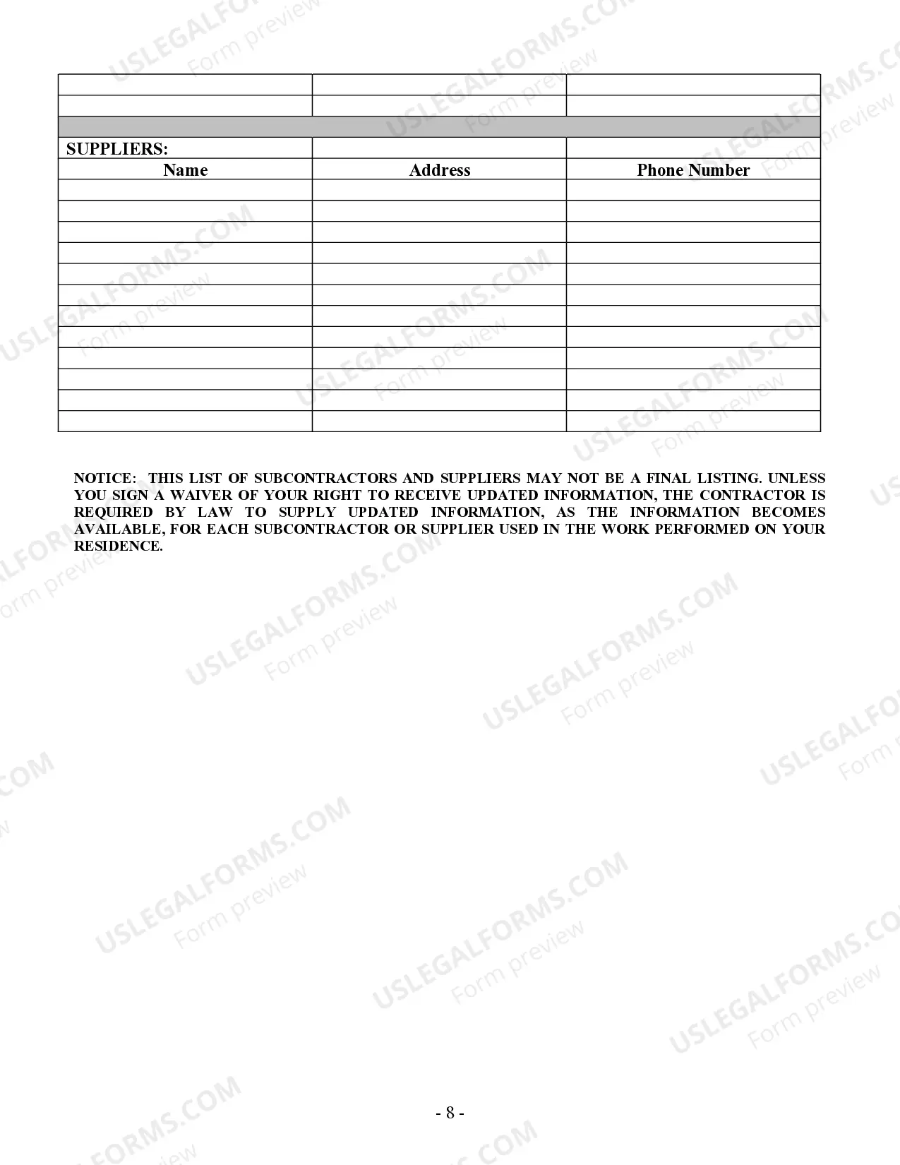 Preview Painting Contract for Contractor